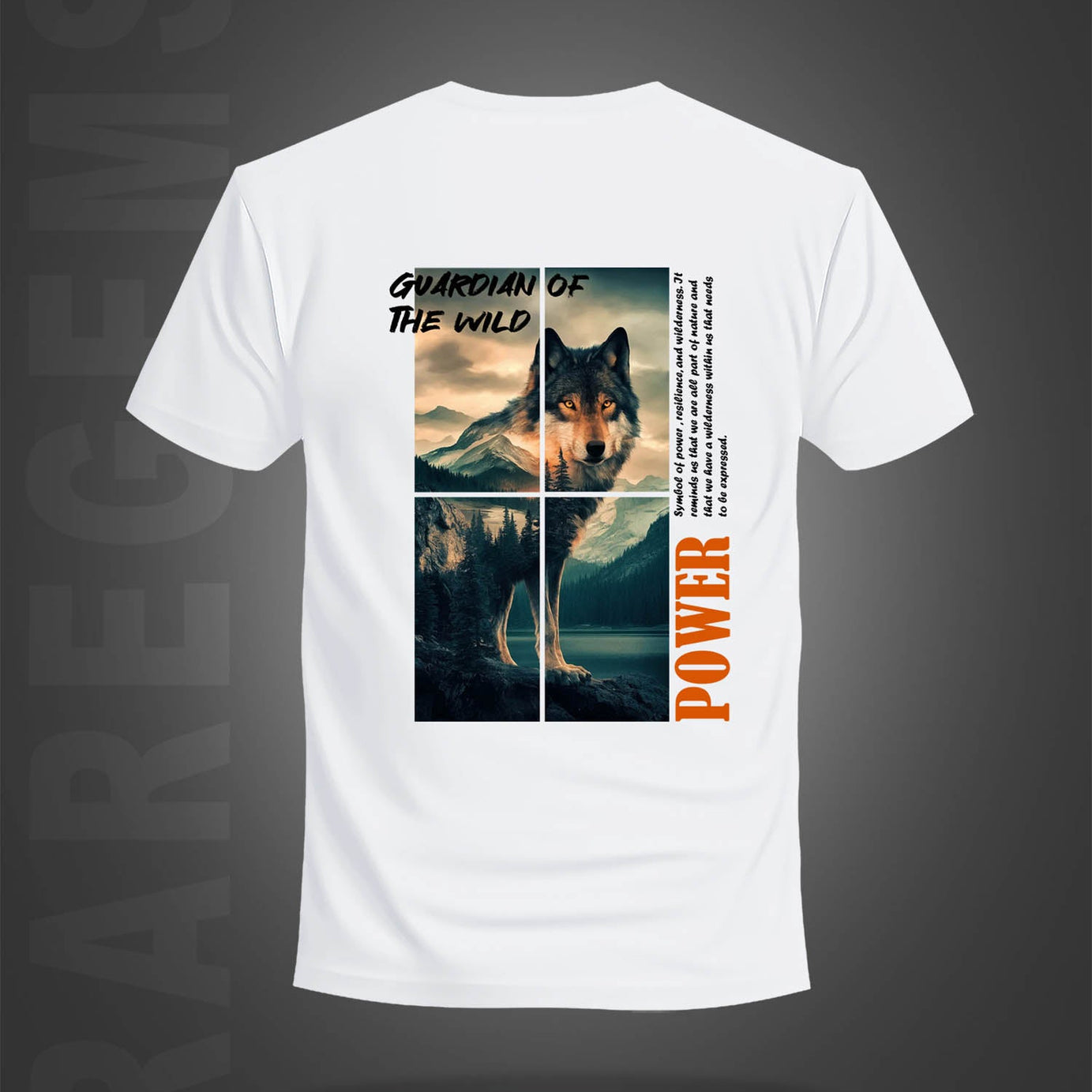 White Half Sleeve Round Neck Guardian Of Wild Wolf Printed Regular T-Shirt