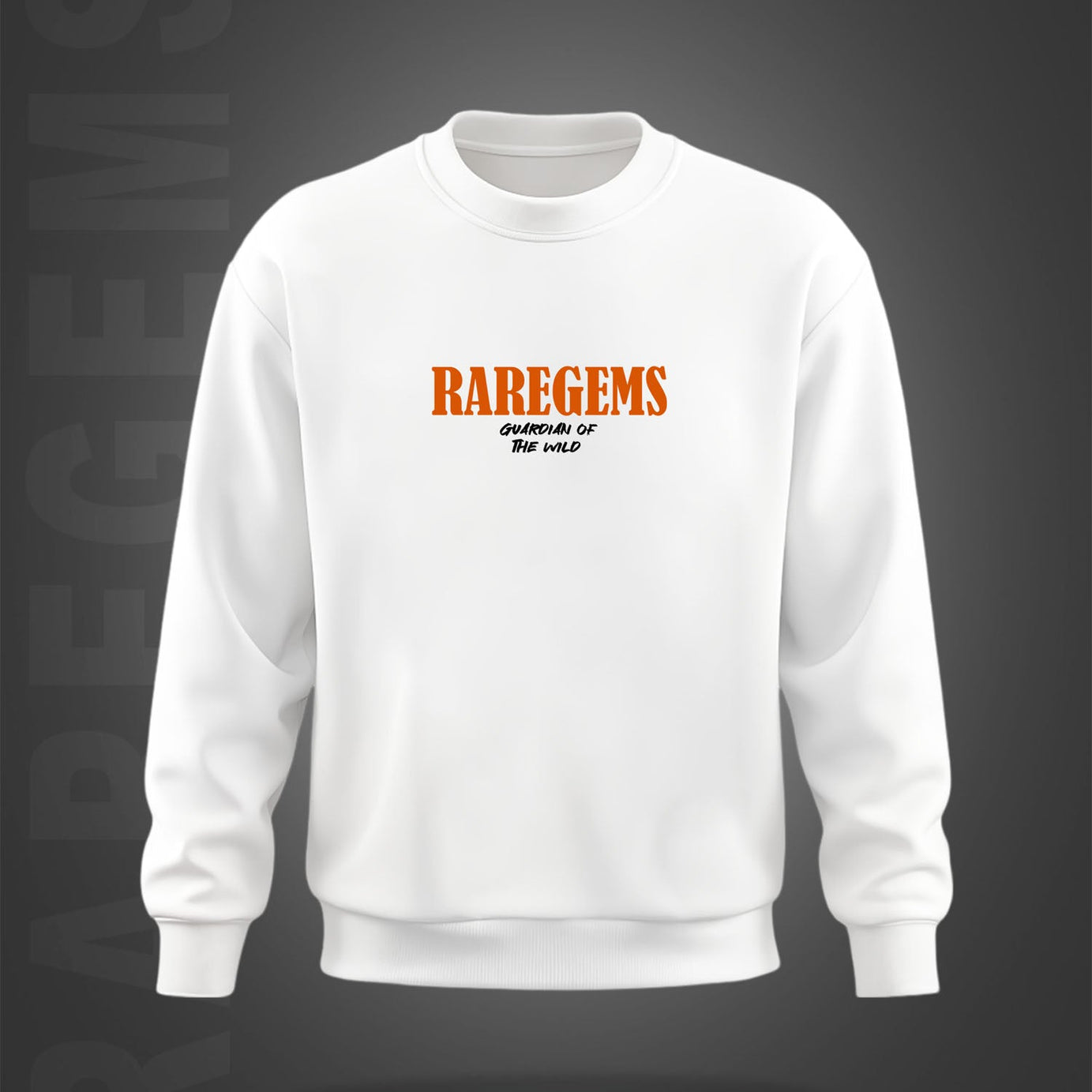 White Round Neck Guardian Of Wild Wolf Printed Sweatshirt