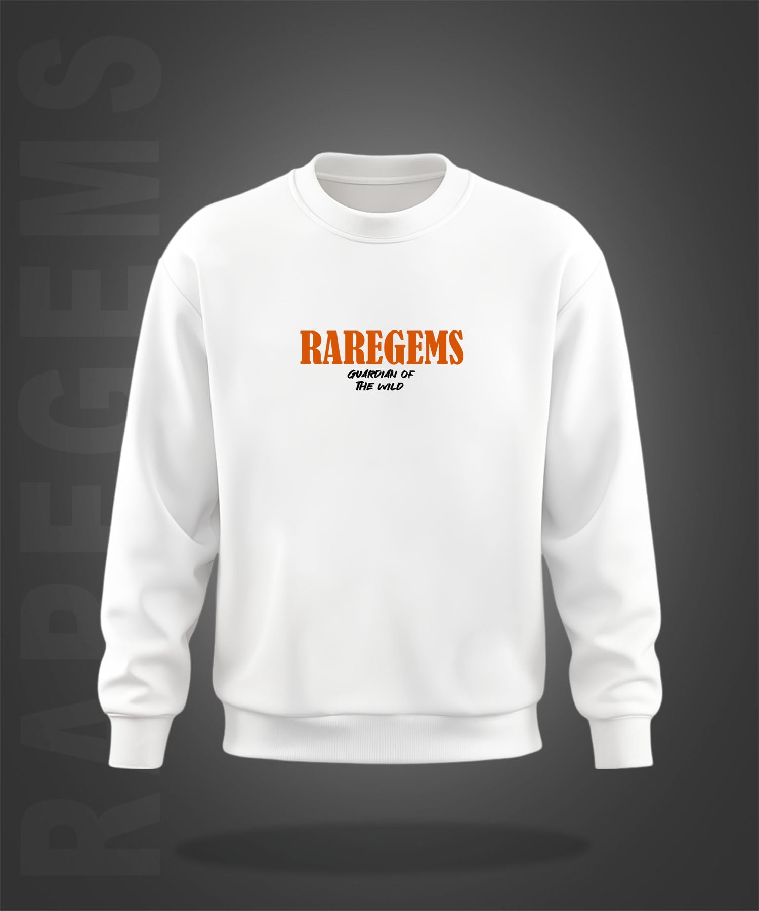 White Round Neck Guardian Of Wild Wolf Printed Sweatshirt