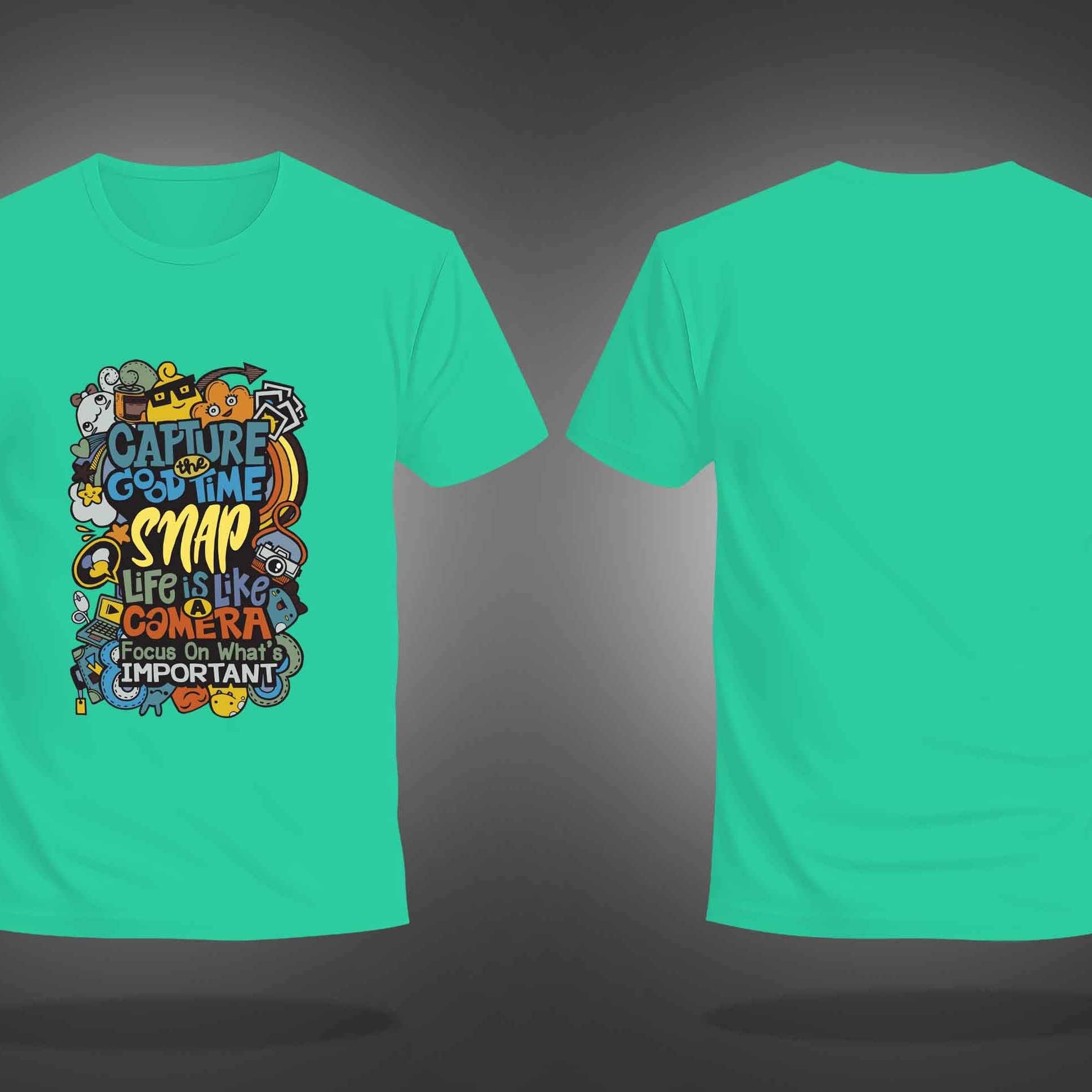 Mint Green Half Sleeve Round Neck Capture The Good Time Printed Regular T-Shirt