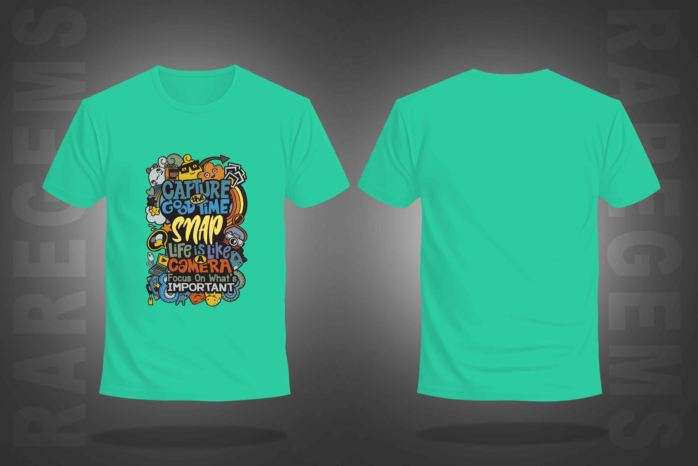 Mint Green Half Sleeve Round Neck Capture The Good Time Printed Regular T-Shirt