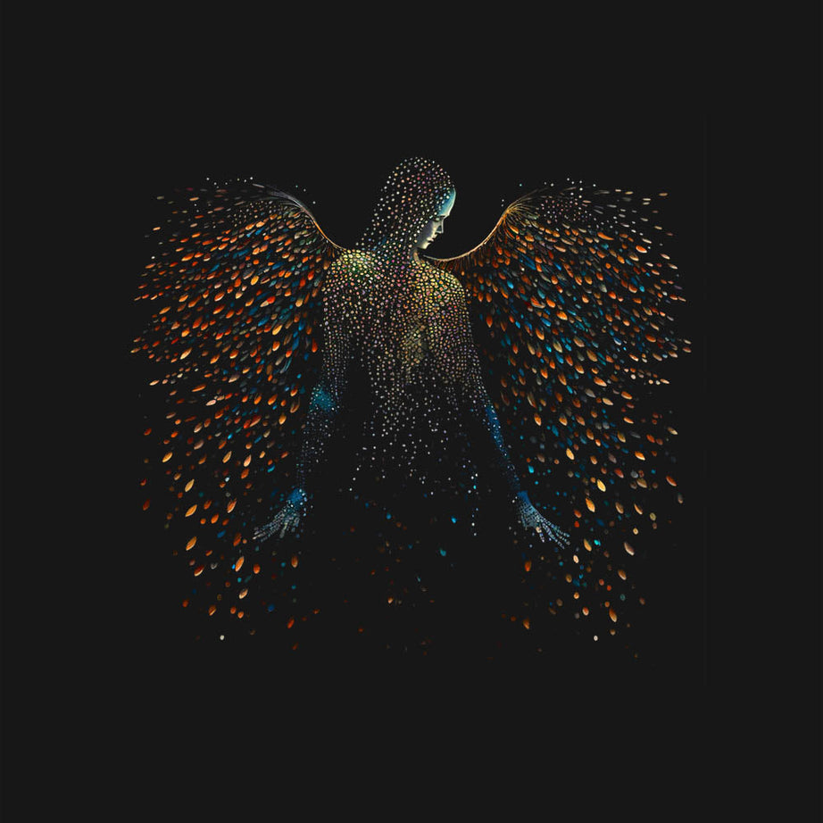 Black Round Neck Angel Printed Sweatshirt