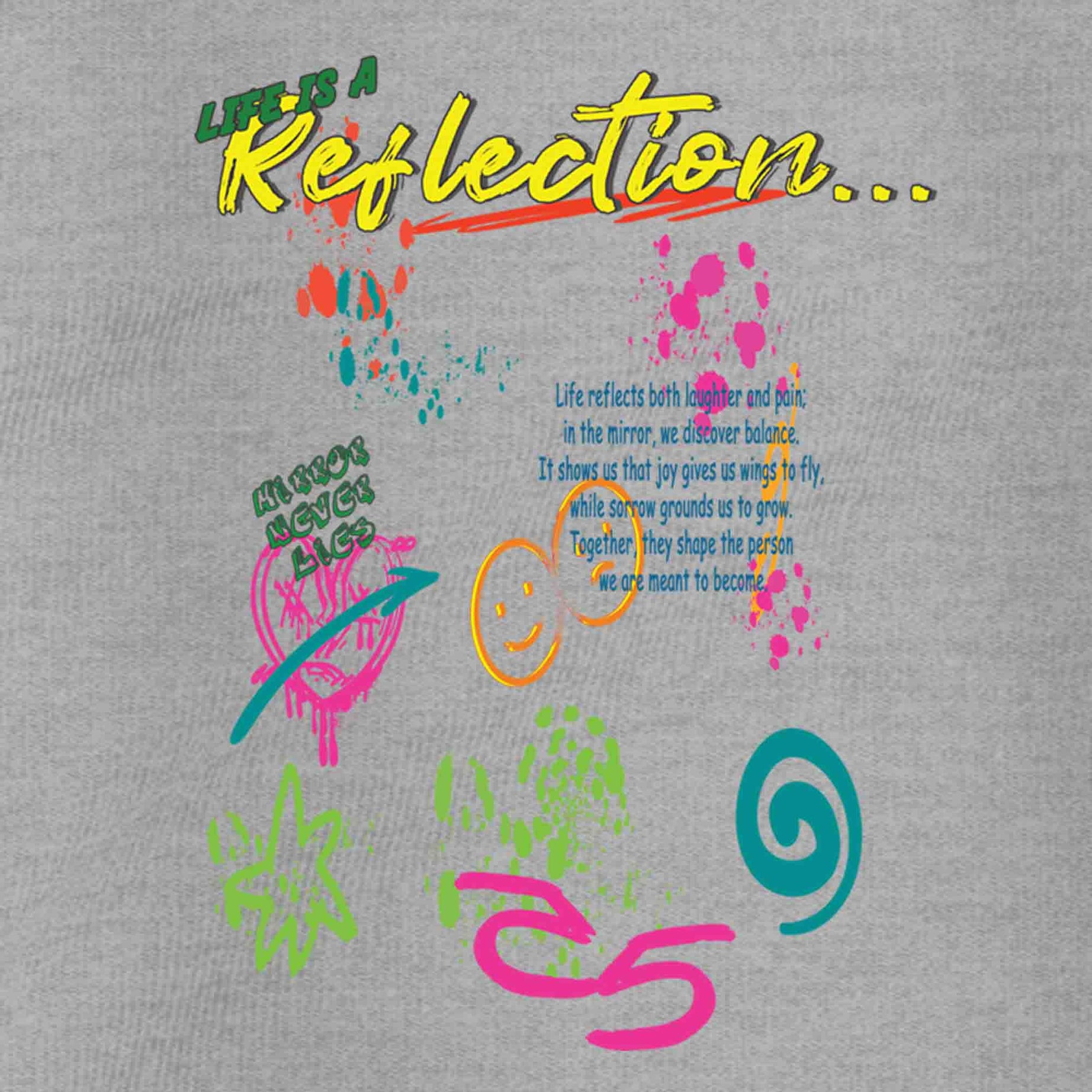 Grey Life's Reflection  Printed Regular Hoodie