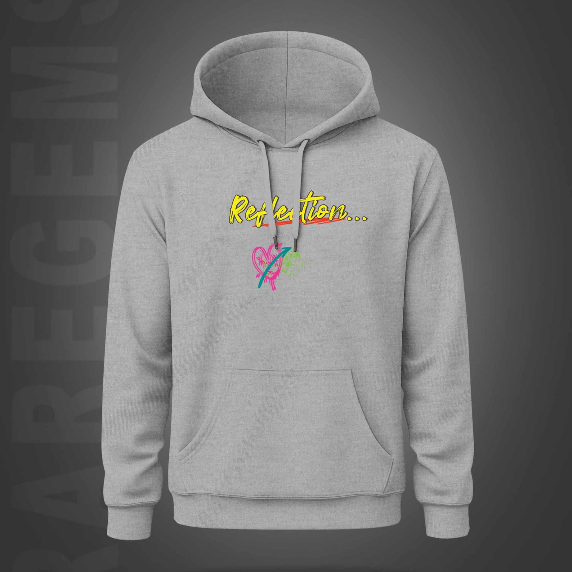 Grey Life's Reflection  Printed Regular Hoodie