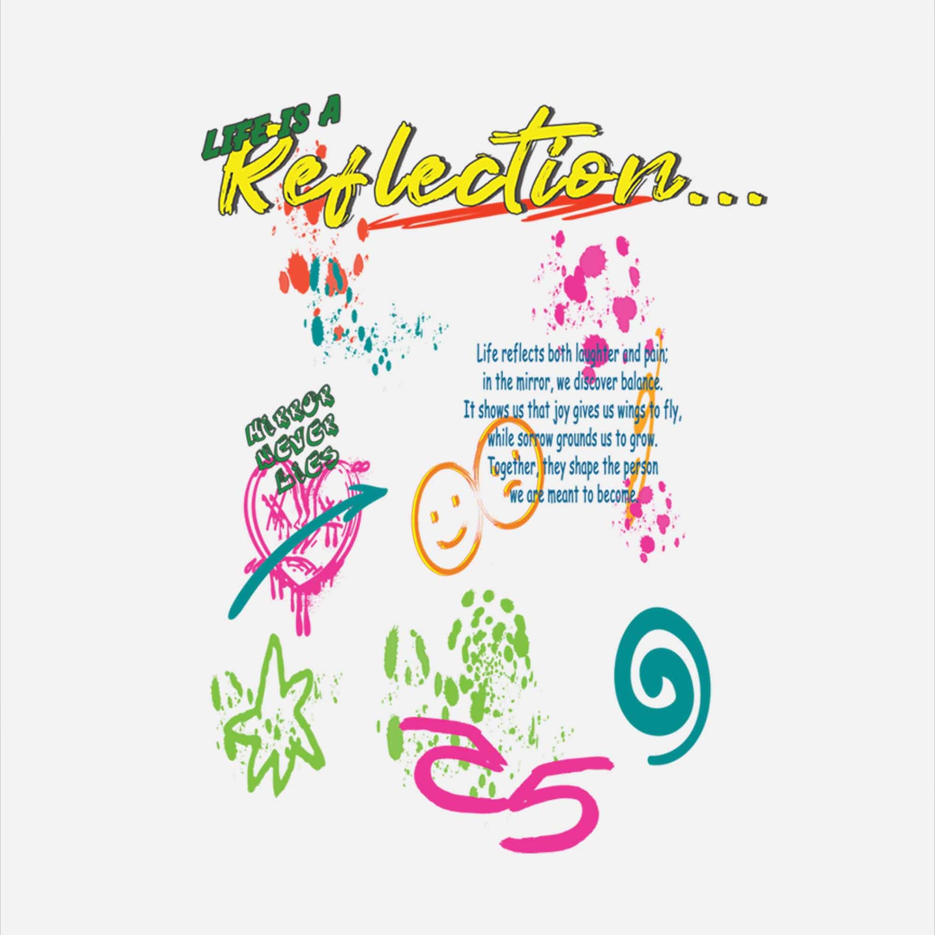 White Life's Reflection  Printed Regular Hoodie