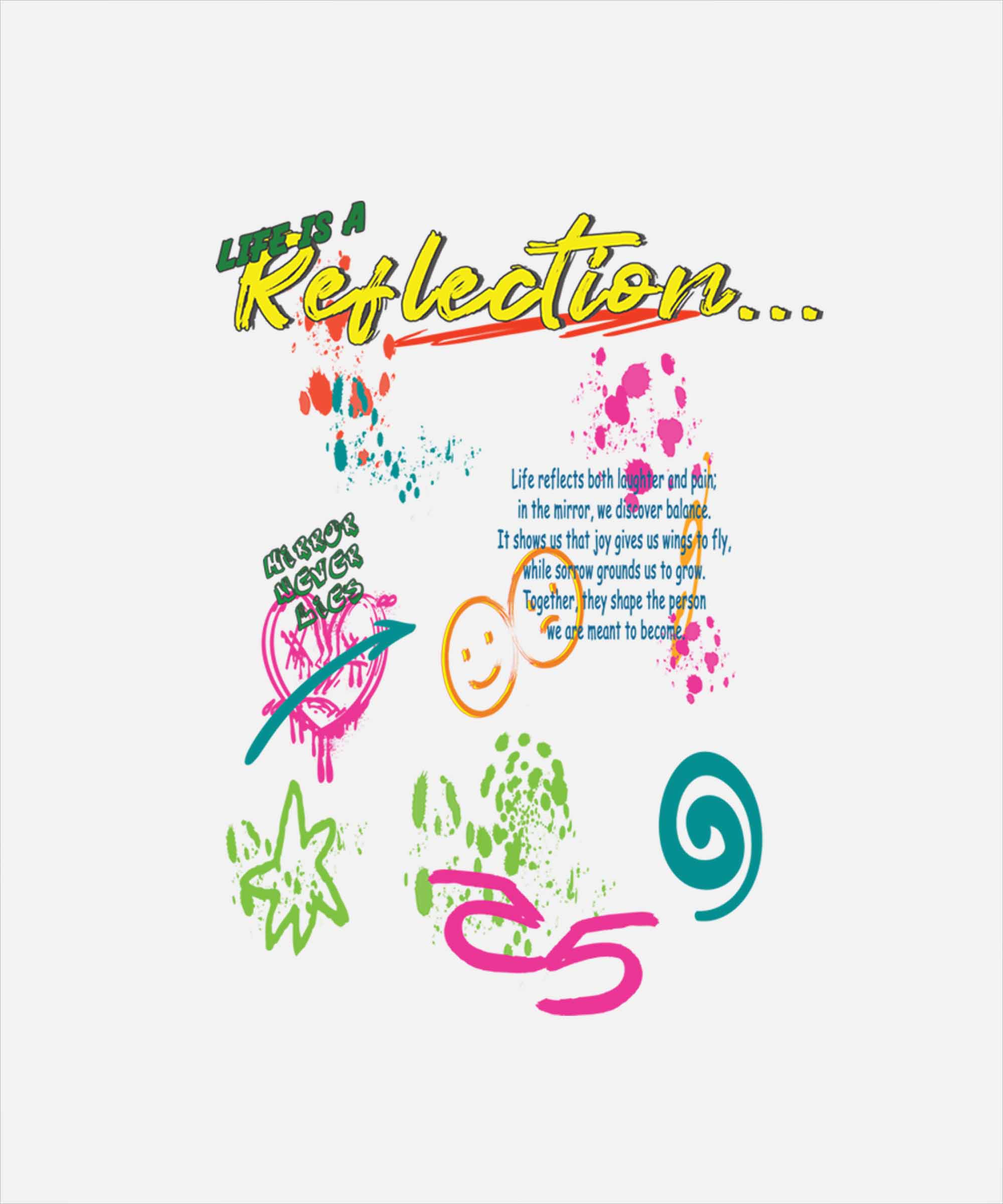 White Life's Reflection  Printed Regular Hoodie