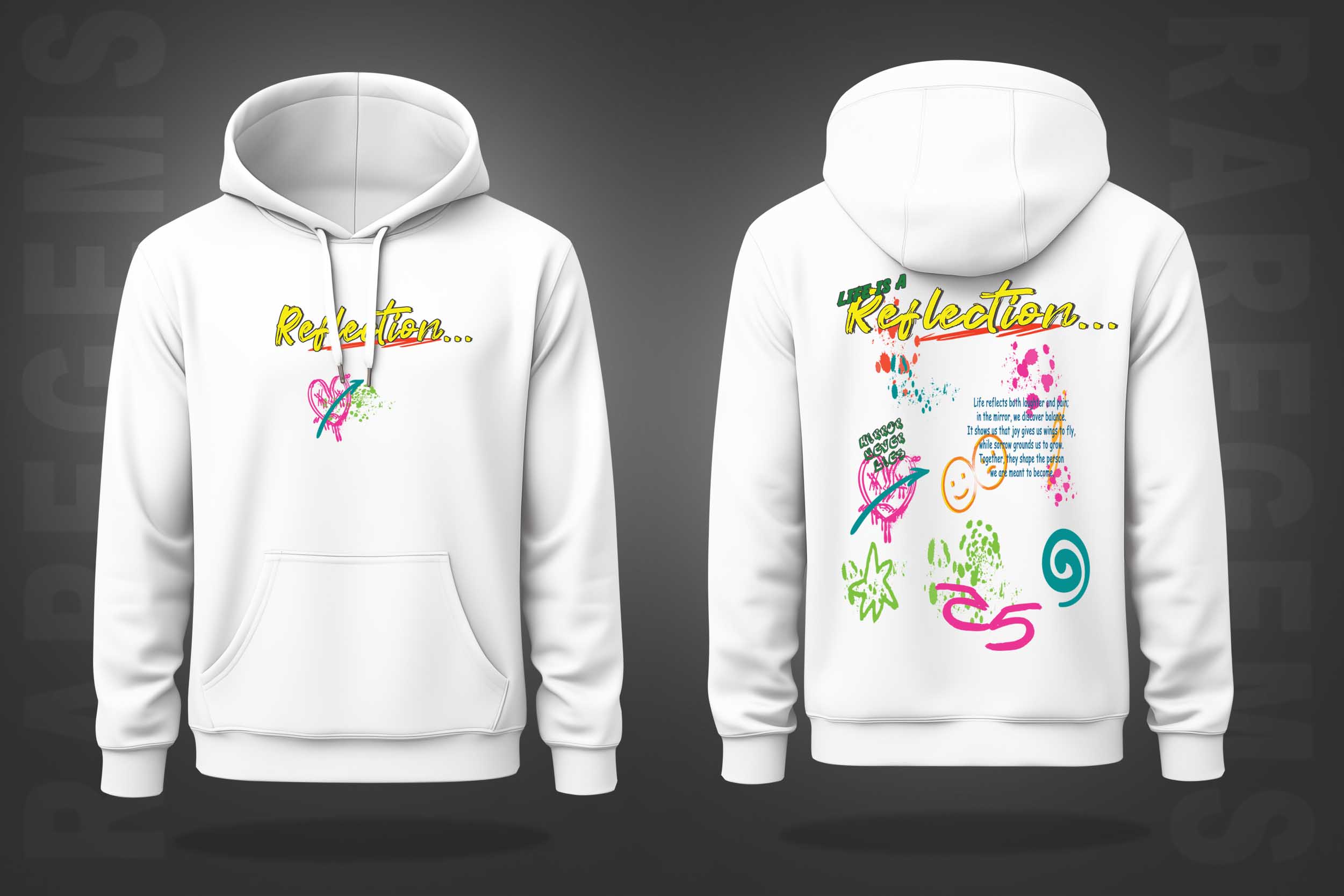 White Life's Reflection  Printed Regular Hoodie