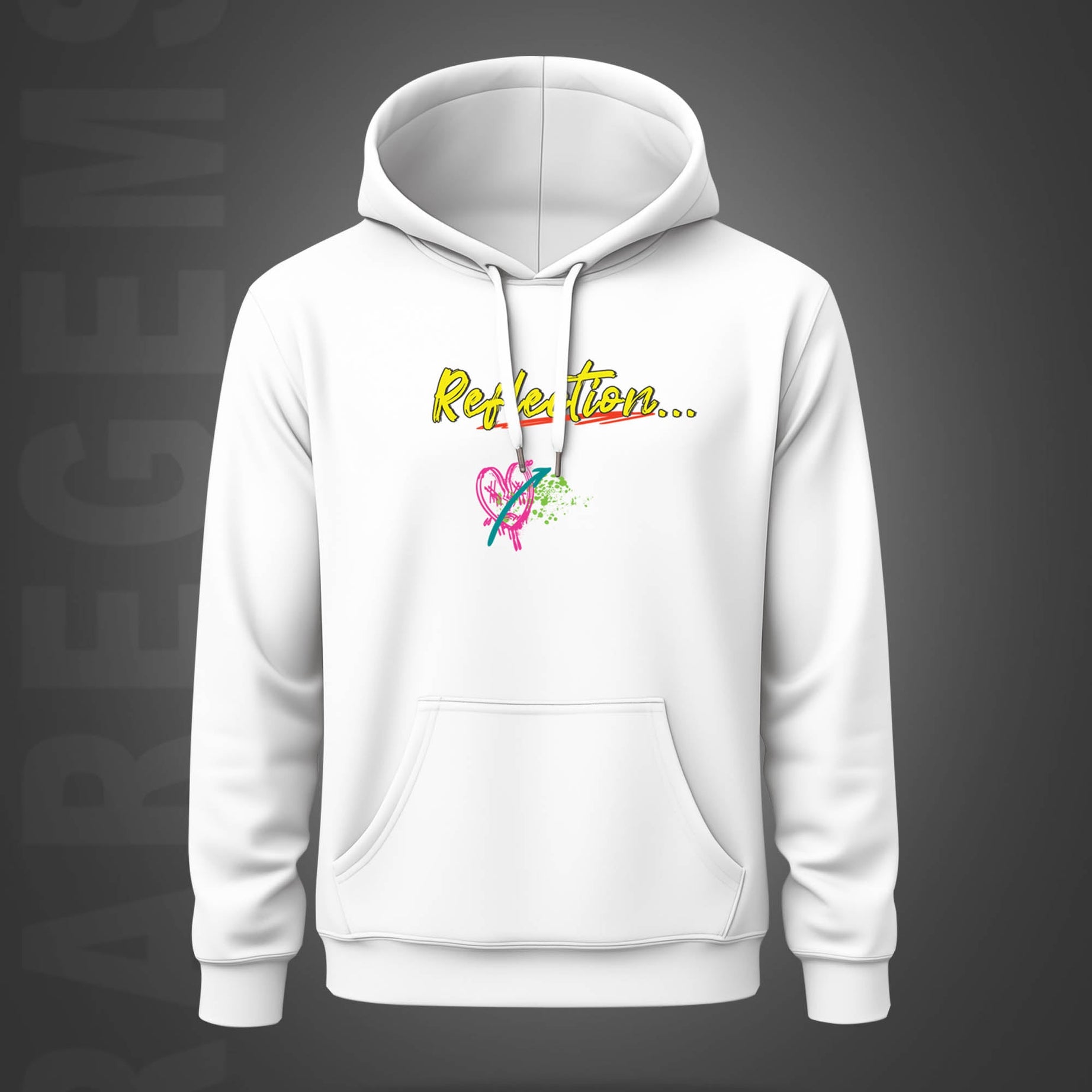 White Life's Reflection  Printed Regular Hoodie (Copy)