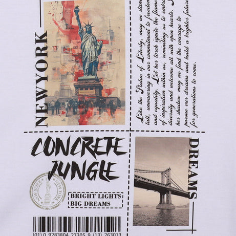 White Half Sleeve Round Neck Newyork Dreams Printed Regular T-Shirt