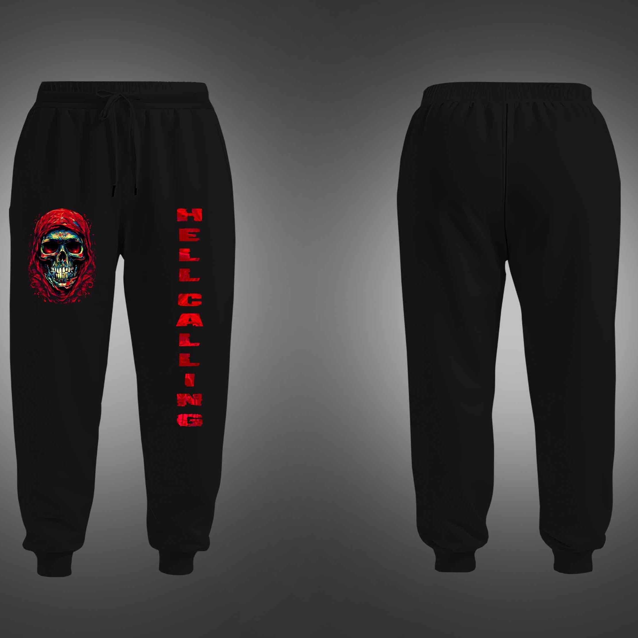 Black Hell Calling Skull Printed Joggers