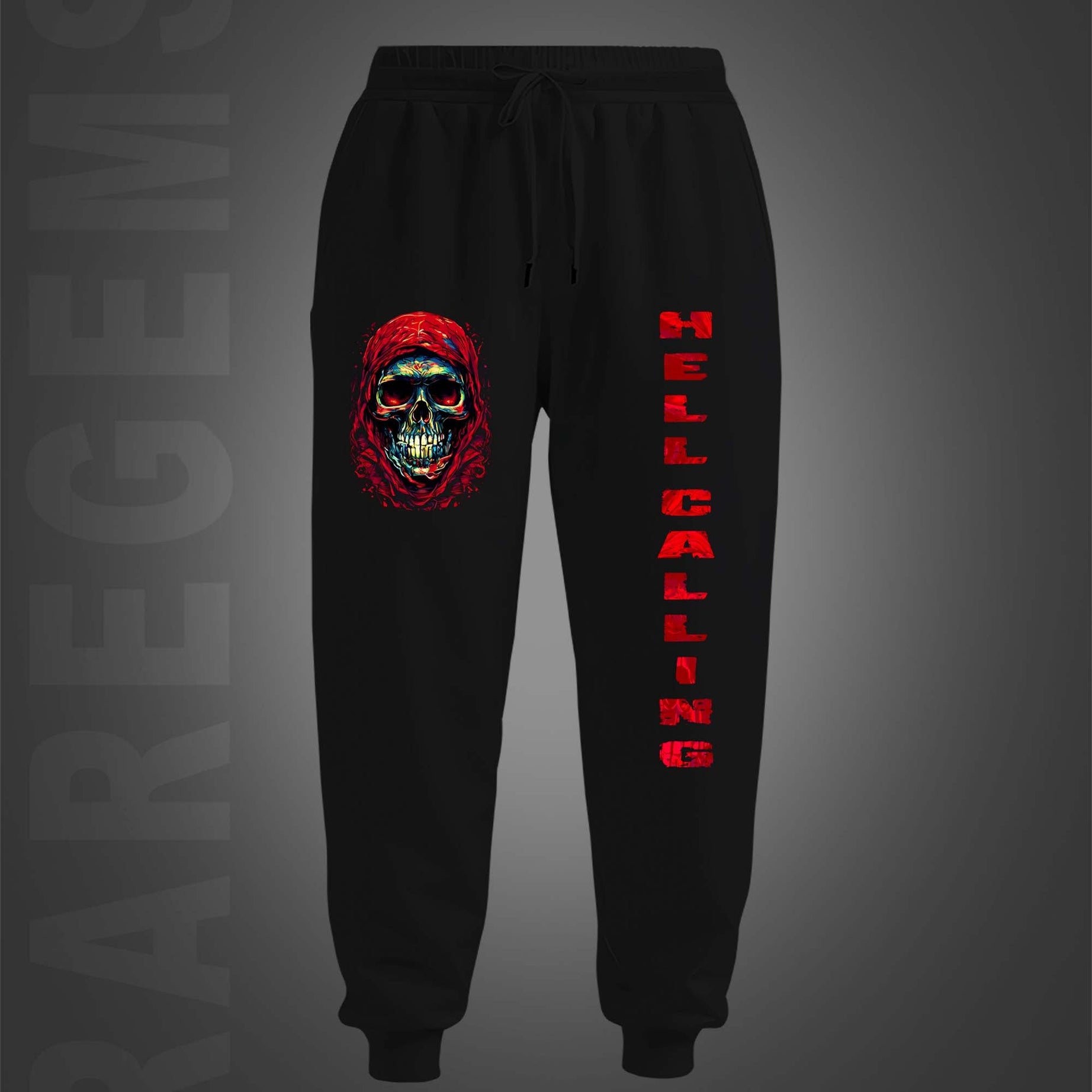 Black Hell Calling Skull Printed Joggers