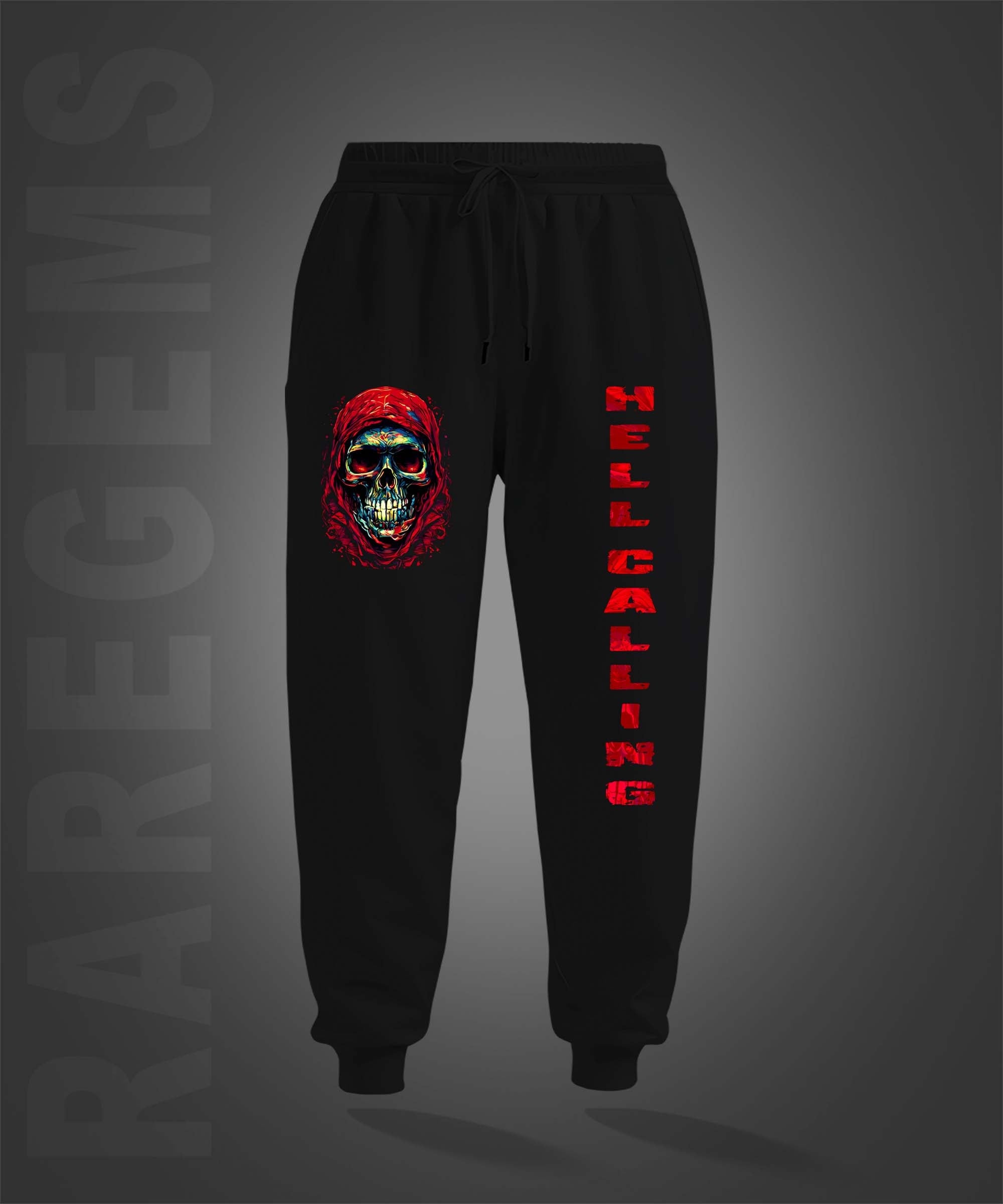 Black Hell Calling Skull Printed Joggers