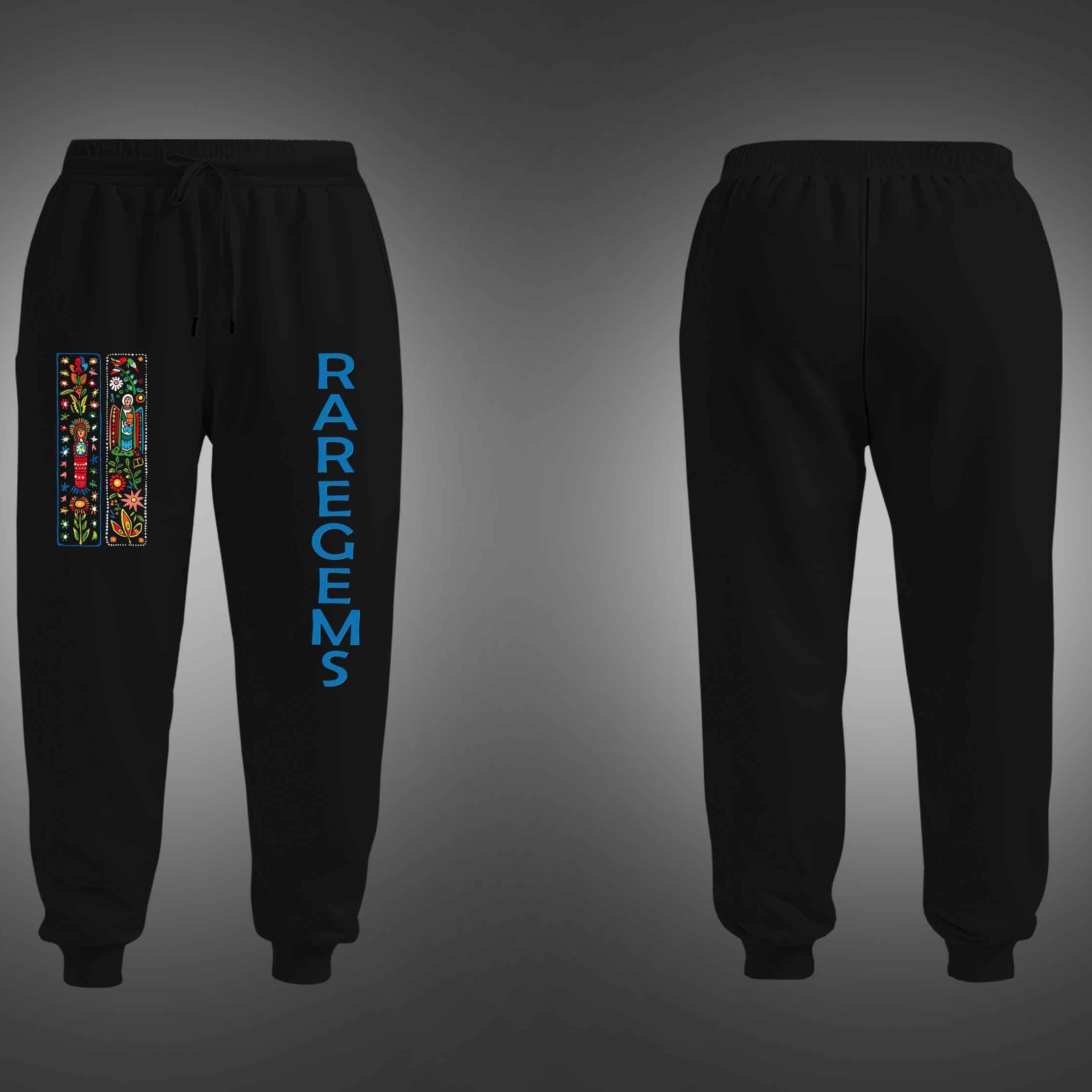 Black Folk Art Printed Joggers