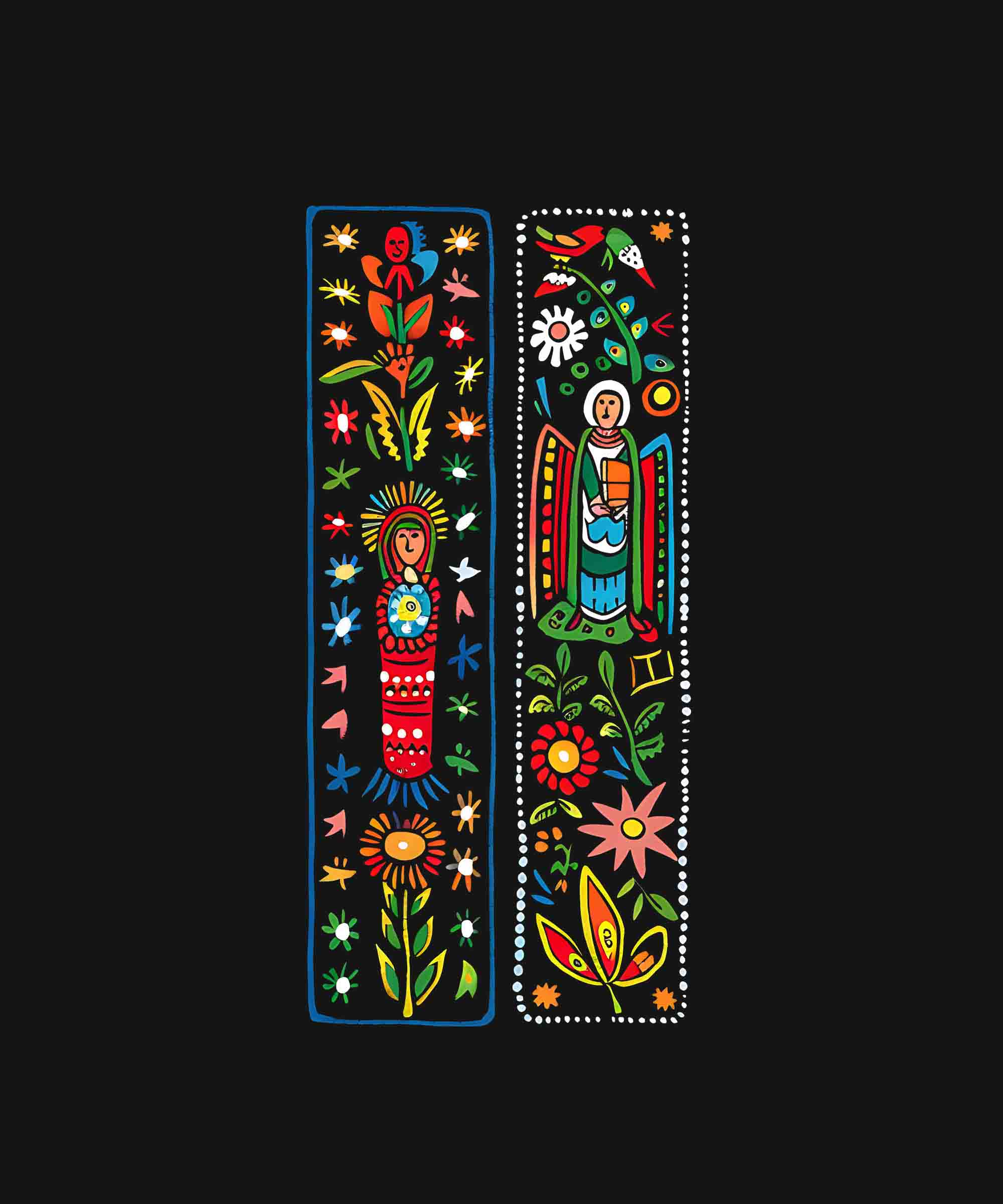 Black Folk Art Printed Joggers