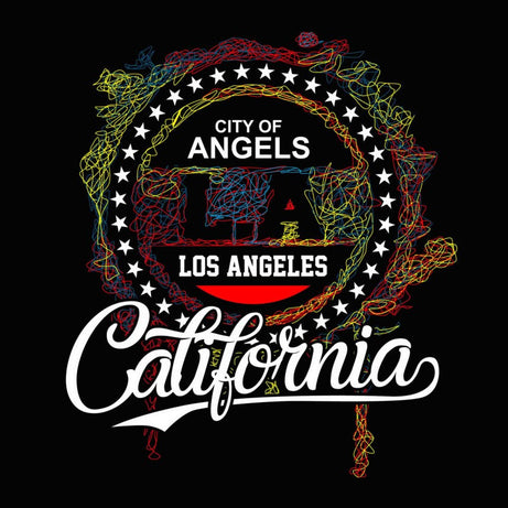 Black Round Neck Colorful Scribble Art California Printed Sweatshirt