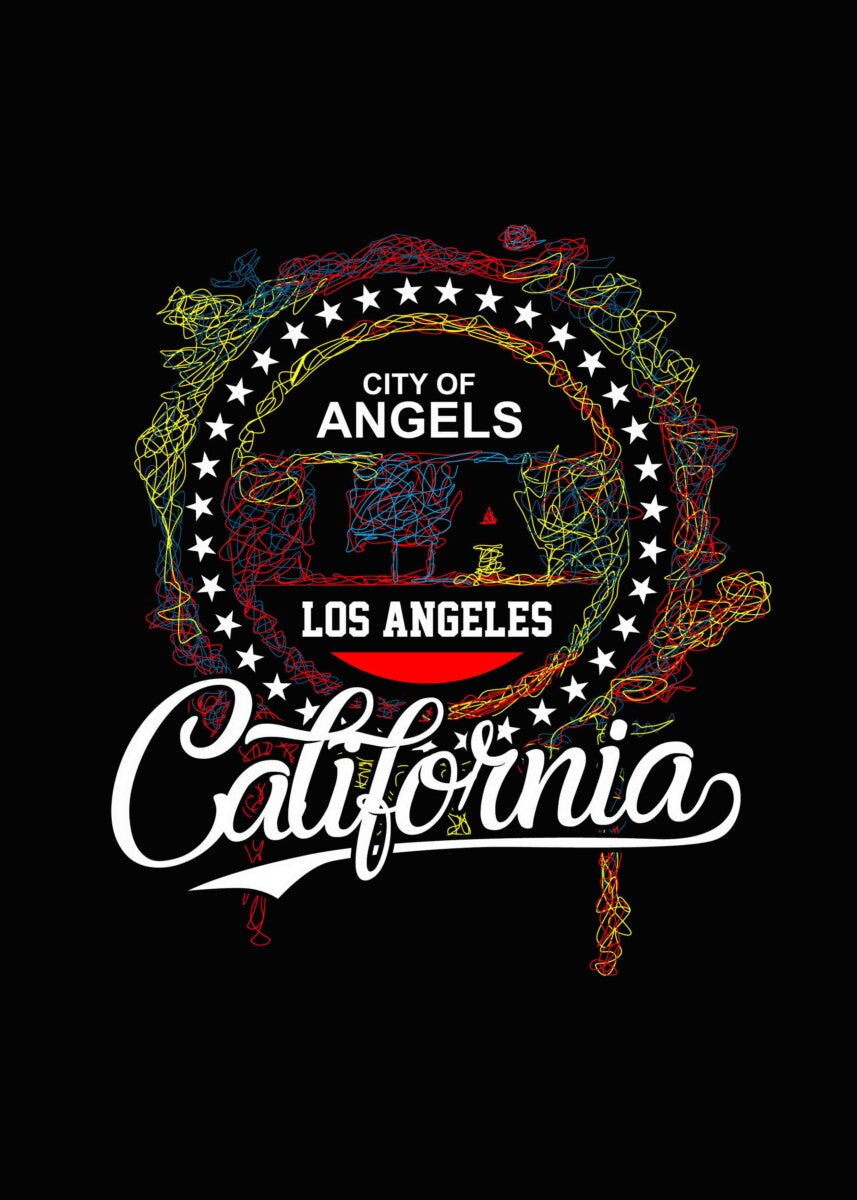 Black Round Neck Colorful Scribble Art California Printed Sweatshirt