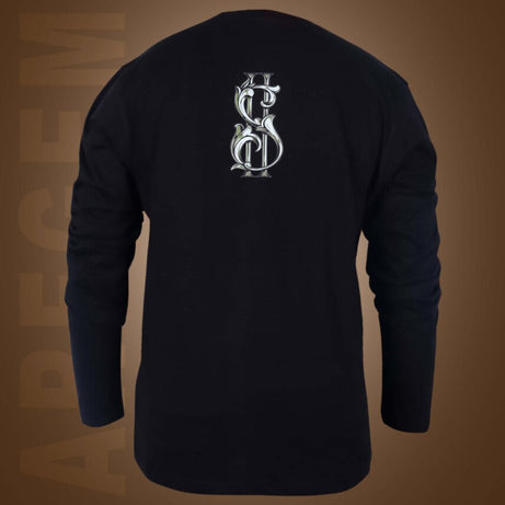 Black Round Neck Full Sleeves Dollars Printed T-Shirt