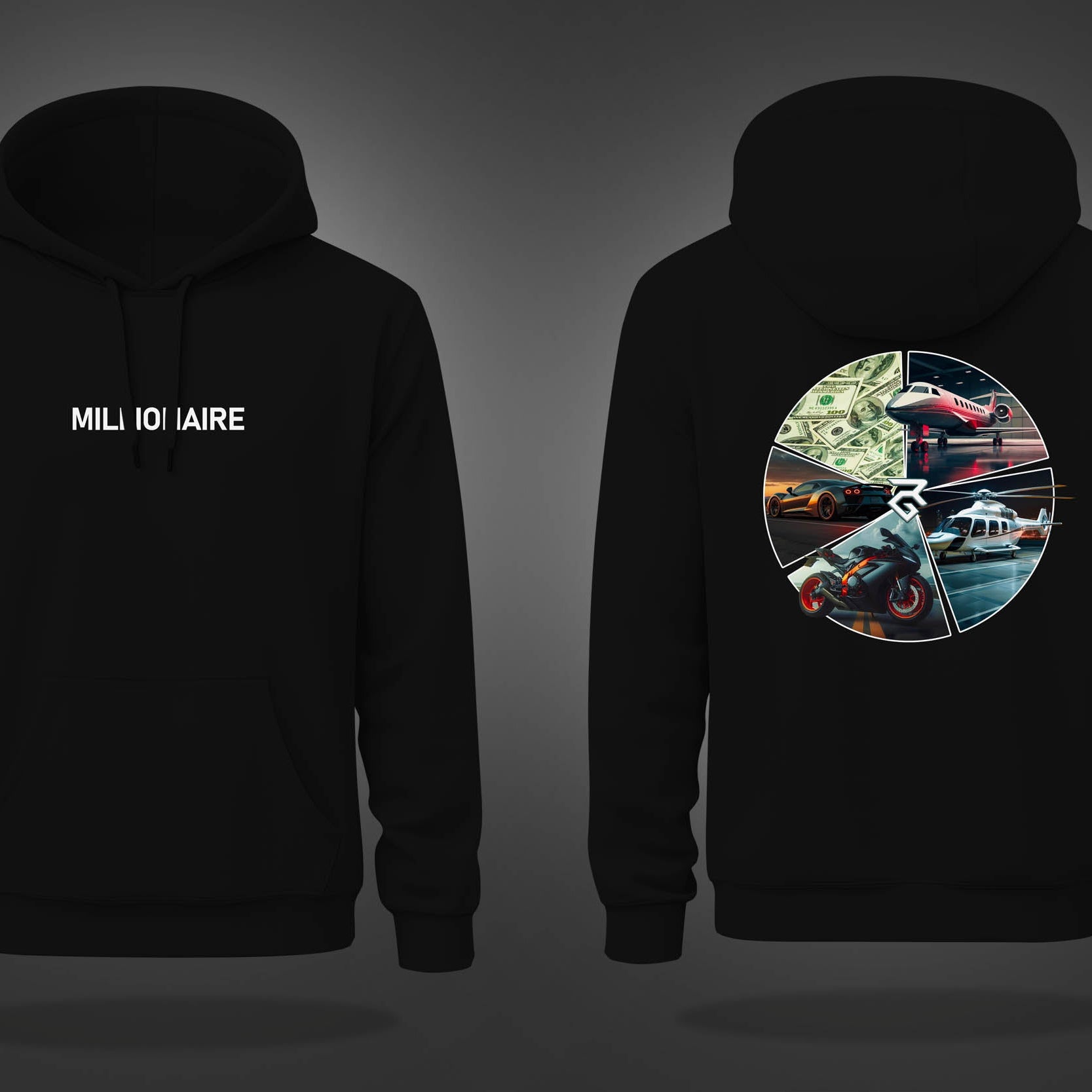Black Millionaire Printed Regular Hoodie