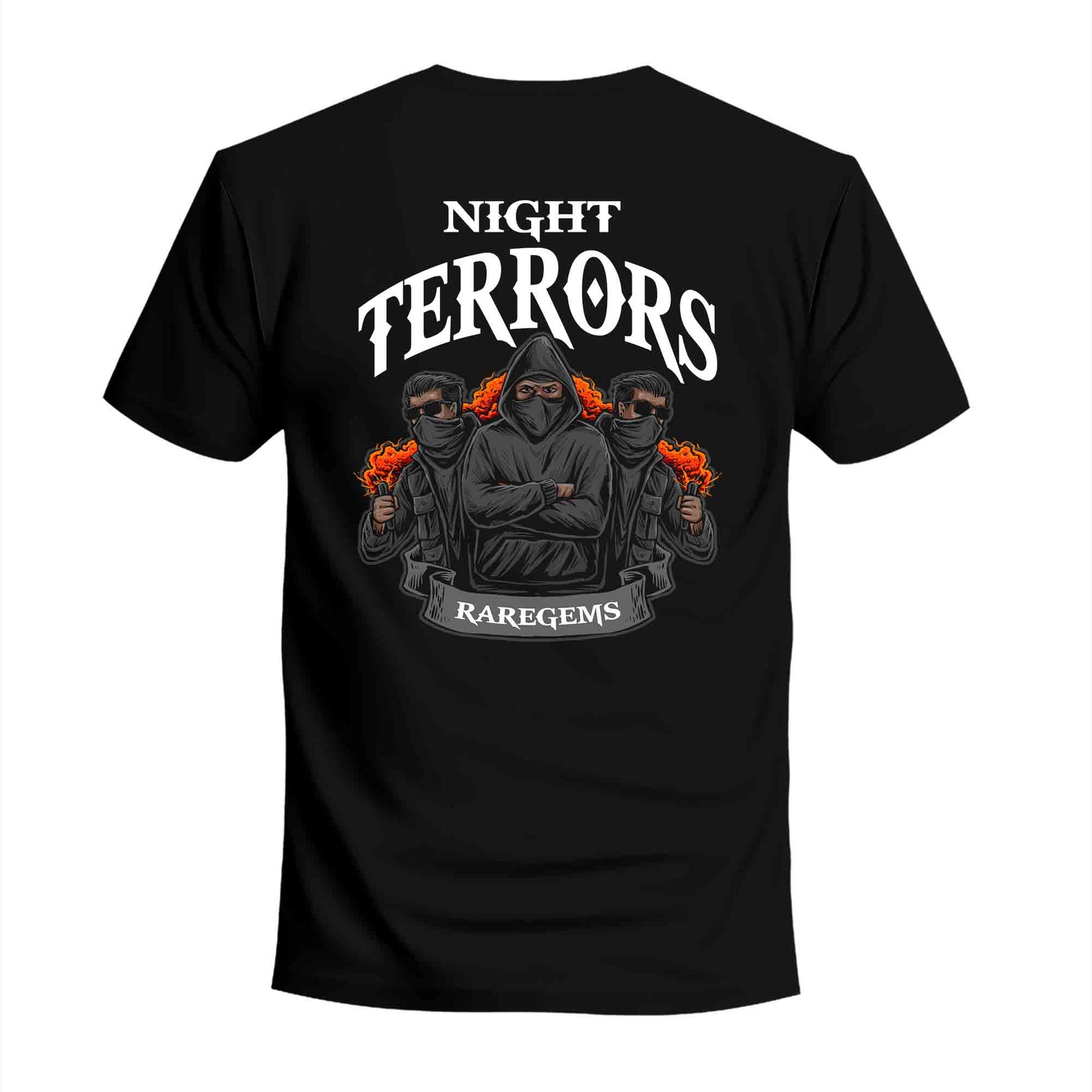 Black Half Sleeves Round Neck Night Terrors Printed Regular T-Shirt