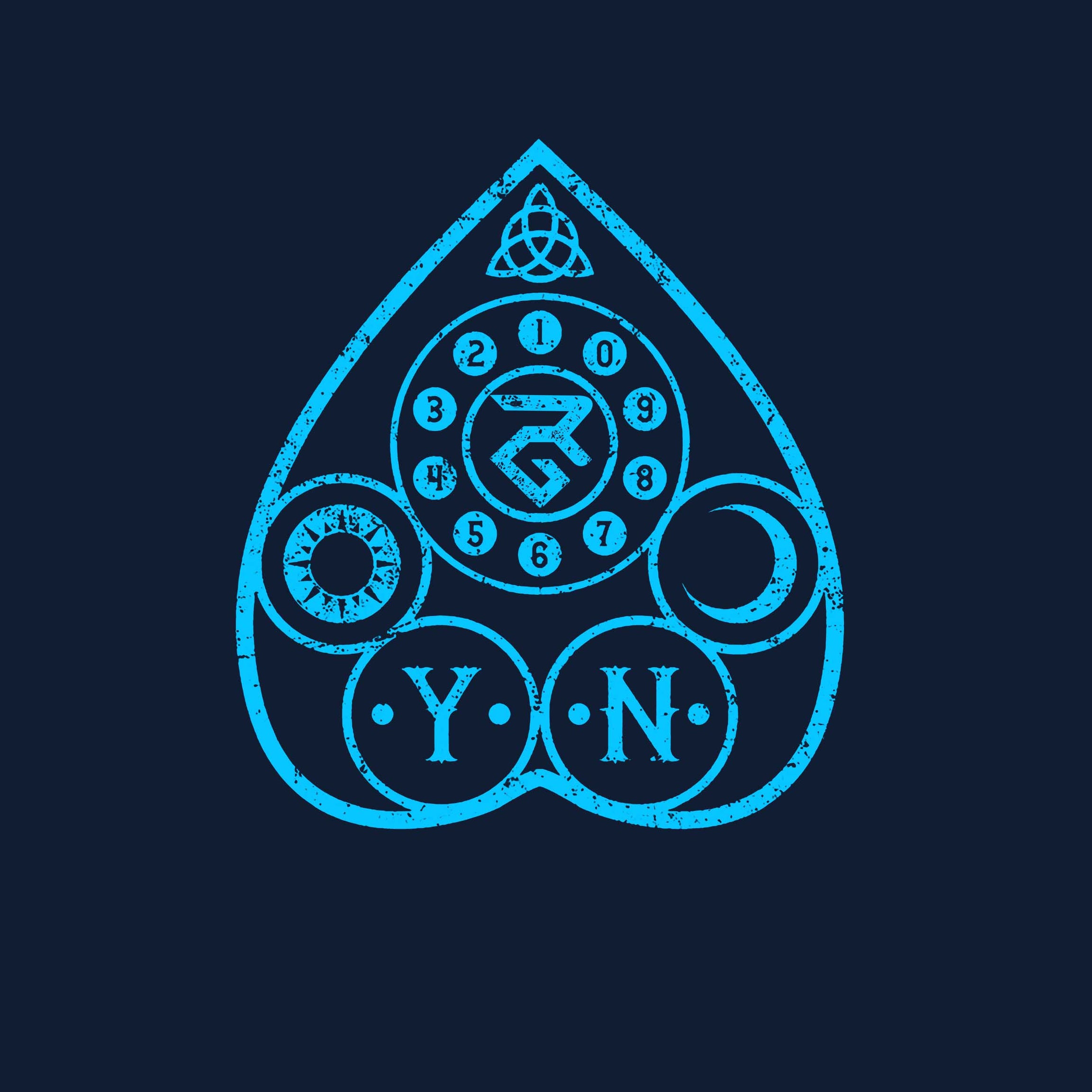 Navy Blue Half Sleeves Round Neck Ouija Board Printed Regular T-Shirt