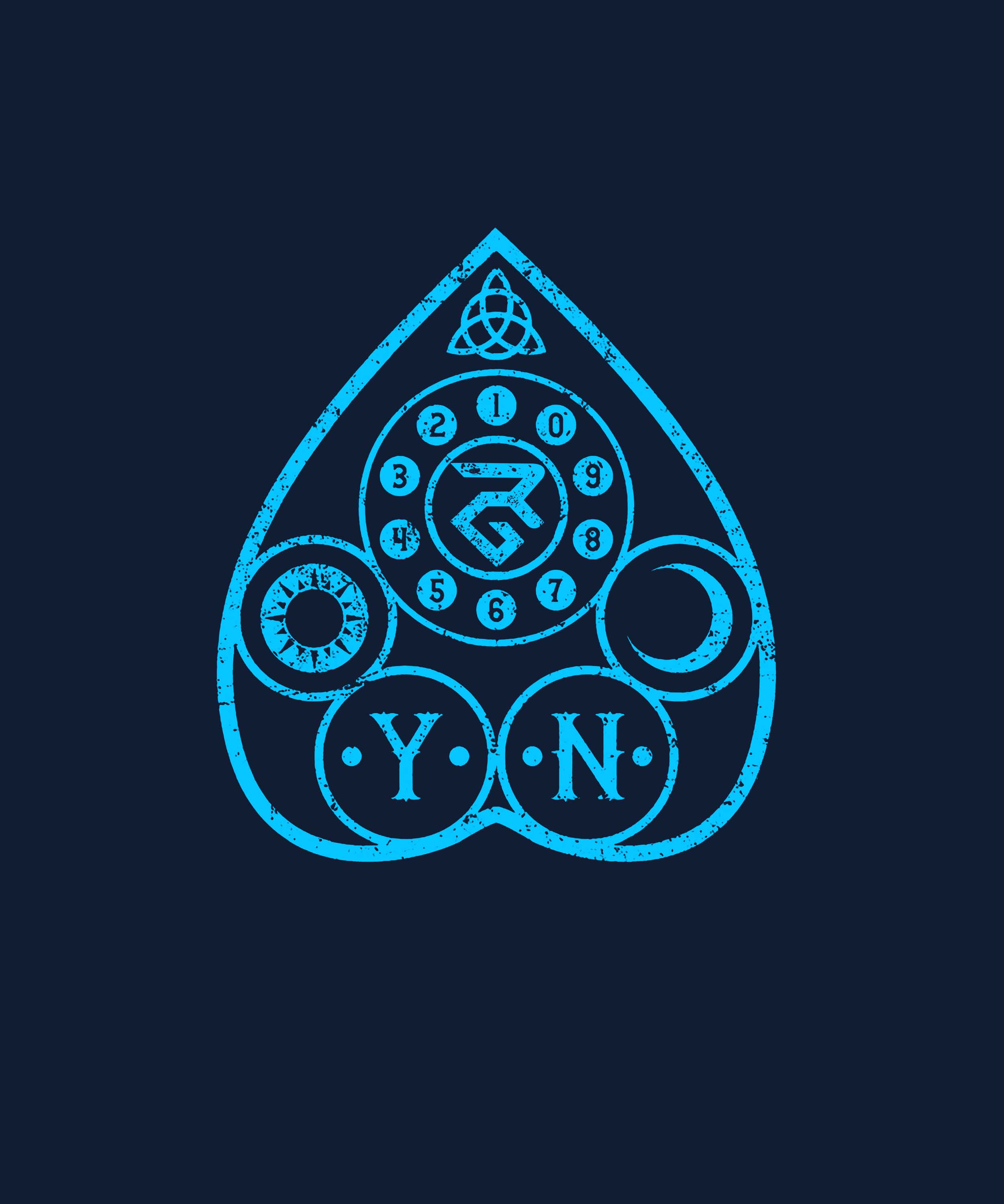 Navy Blue Half Sleeves Round Neck Ouija Board Printed Regular T-Shirt