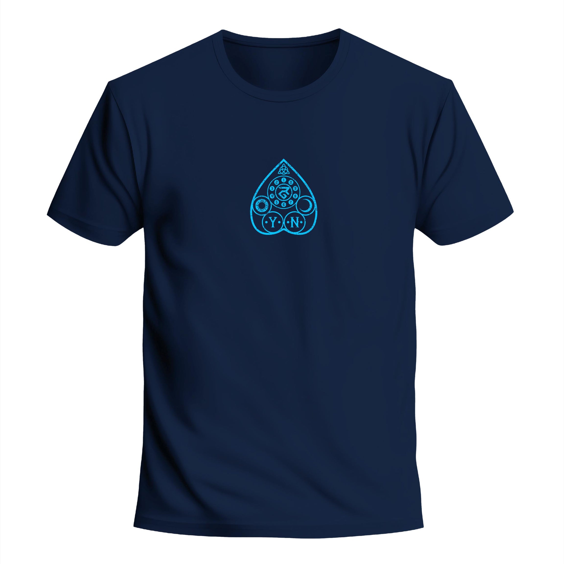 Navy Blue Half Sleeves Round Neck Ouija Board Printed Regular T-Shirt