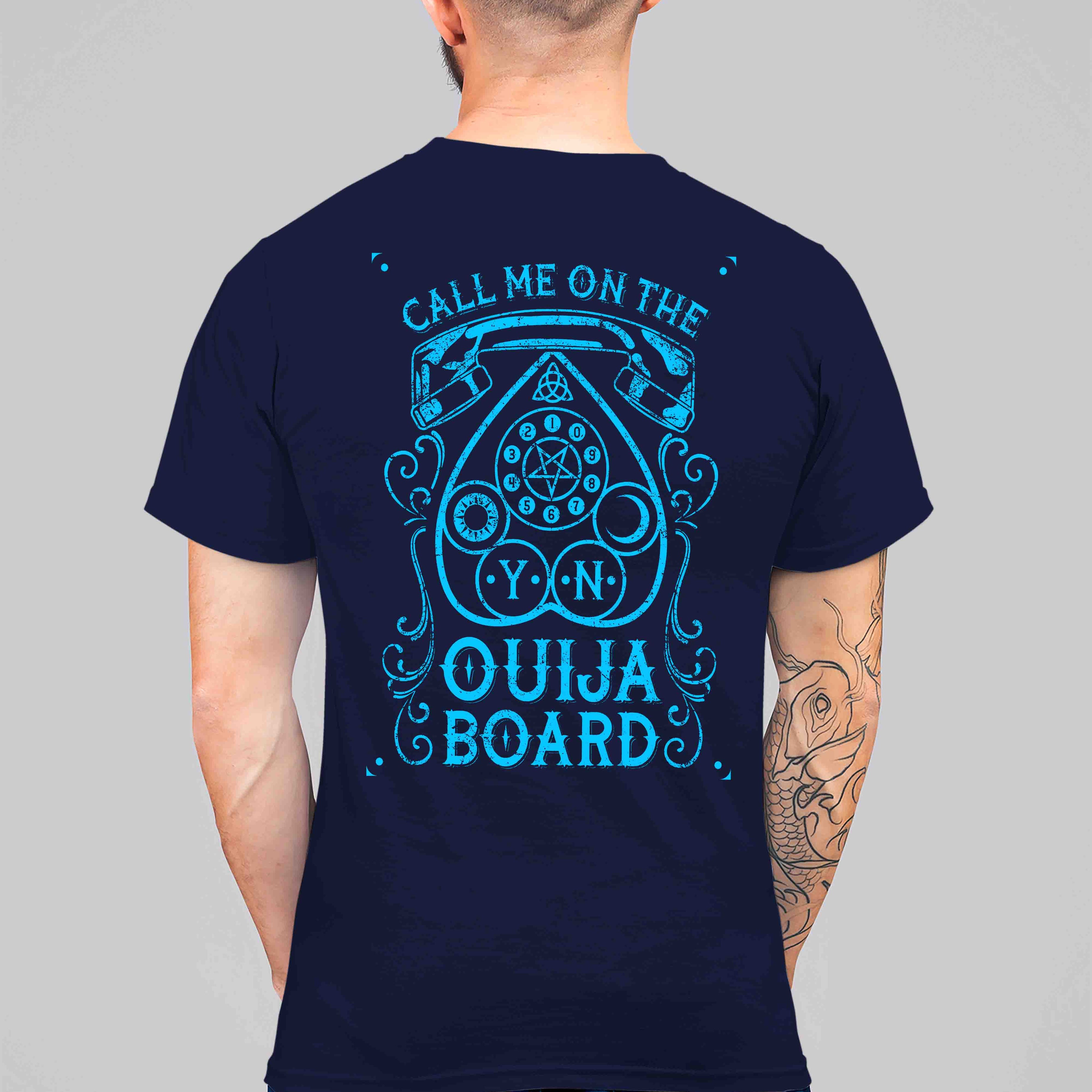 Navy Blue Half Sleeves Round Neck Ouija Board Printed Regular T-Shirt