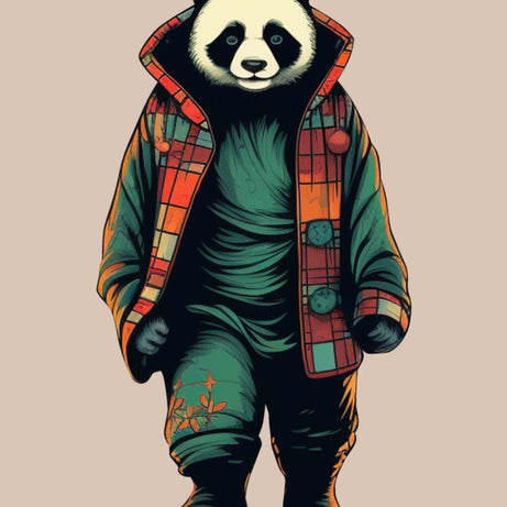 Beige Panda Printed Joggers