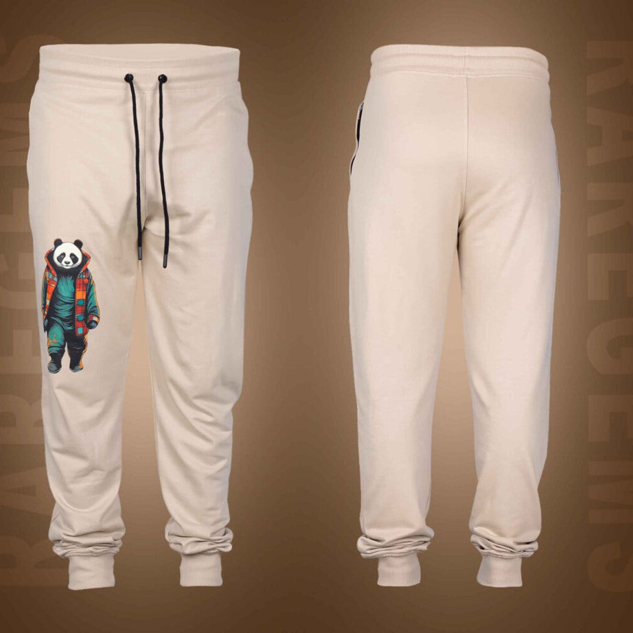 Beige Panda Printed Joggers