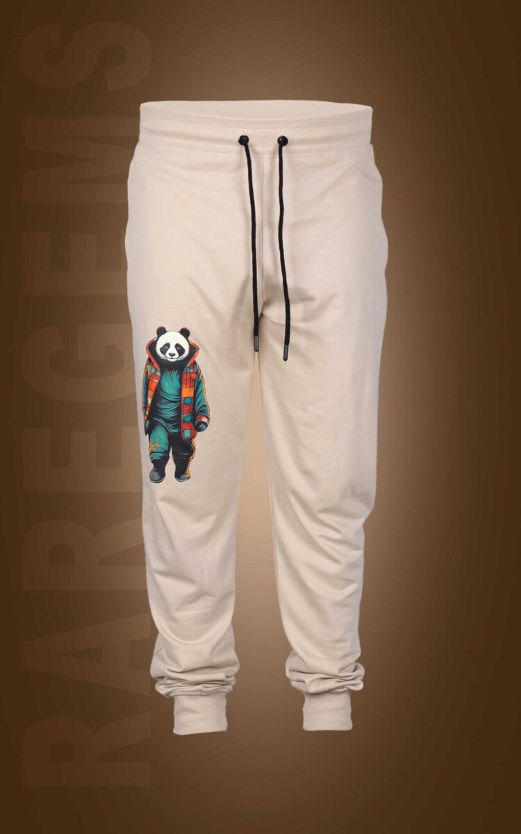 Beige Panda Printed Joggers