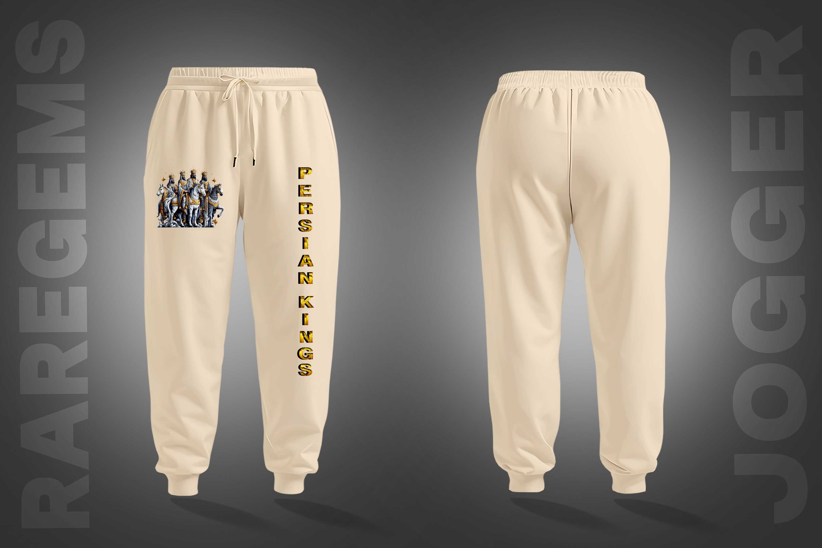 Beige Persian Kings Printed Joggers