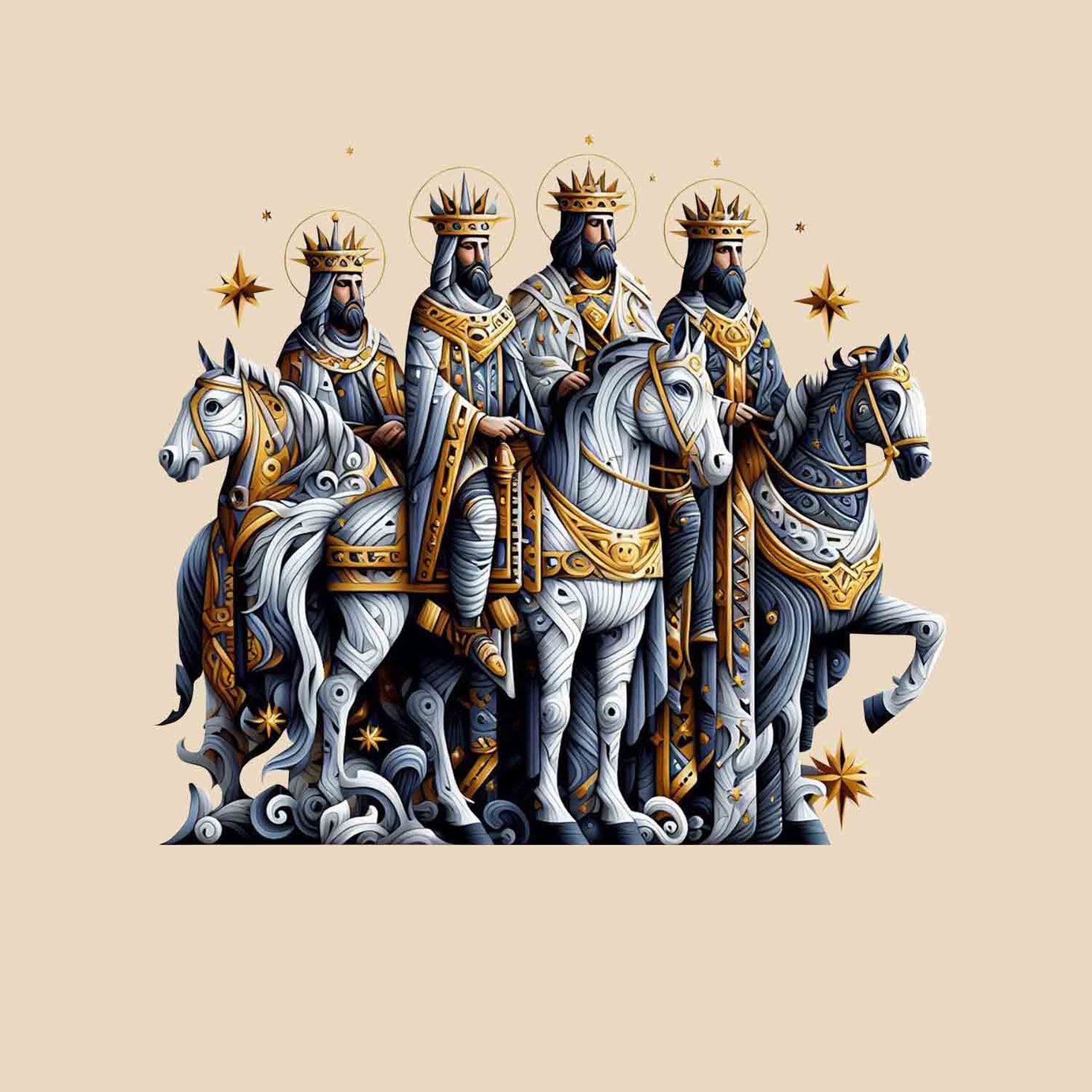 Beige Persian Kings Printed Joggers