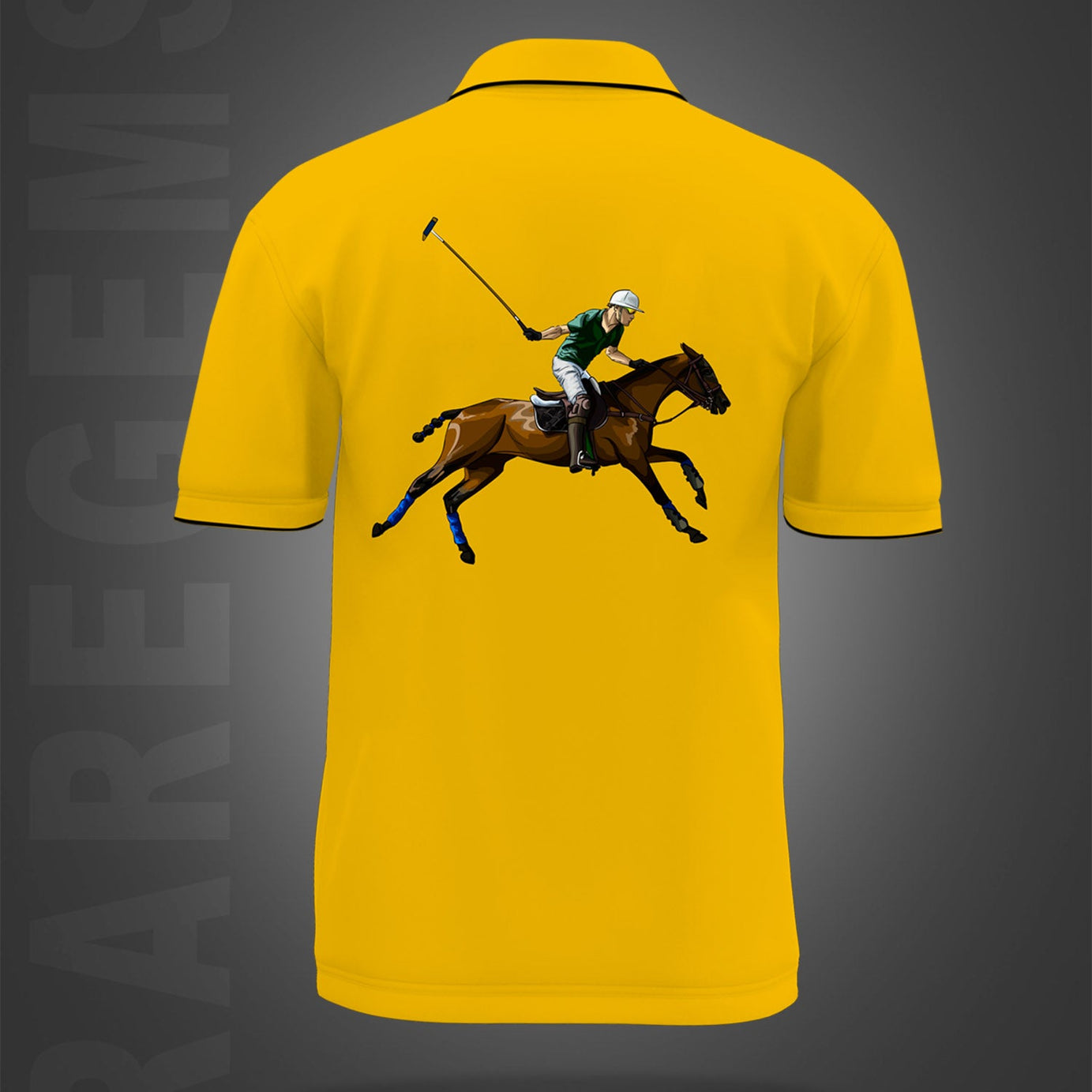 Chrome Yellow Horse Printed Polo T-Shirt