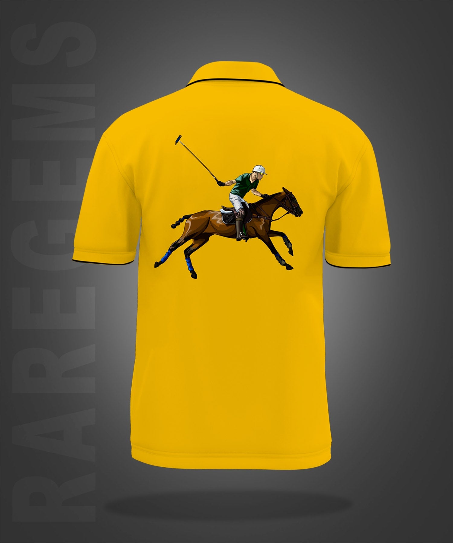 Chrome Yellow Horse Printed Polo T-Shirt