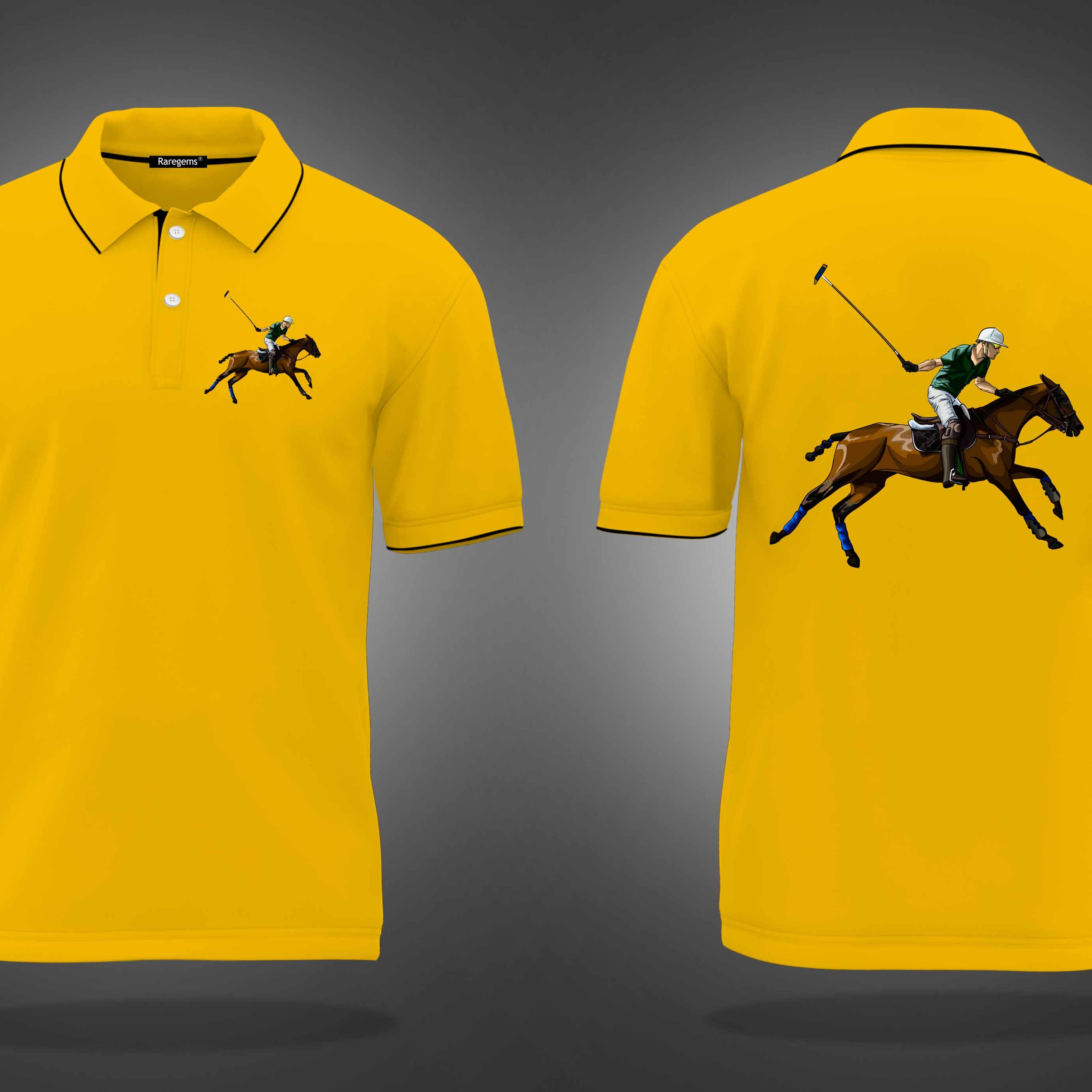 Chrome Yellow Horse Printed Polo T-Shirt