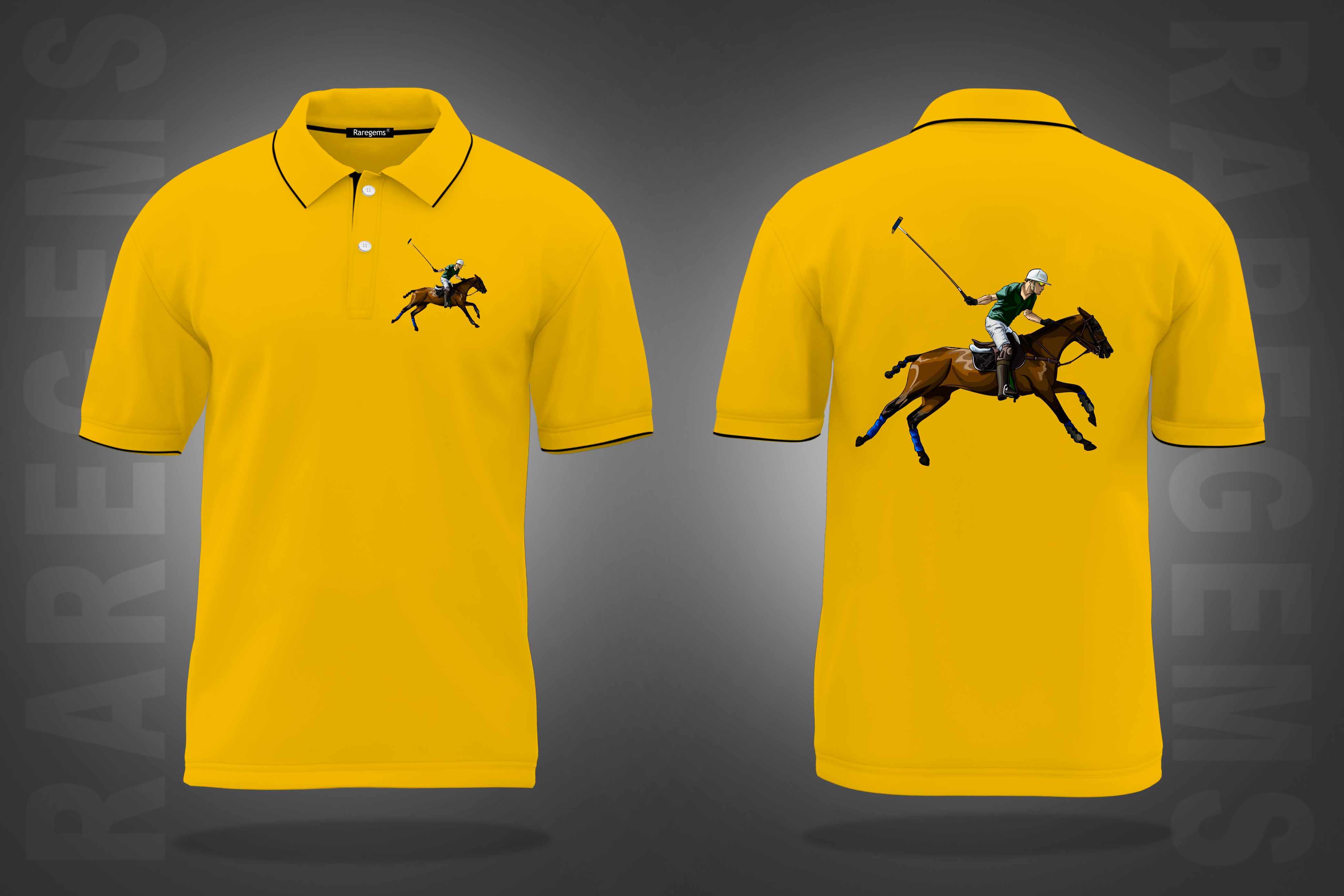 Chrome Yellow Horse Printed Polo T-Shirt