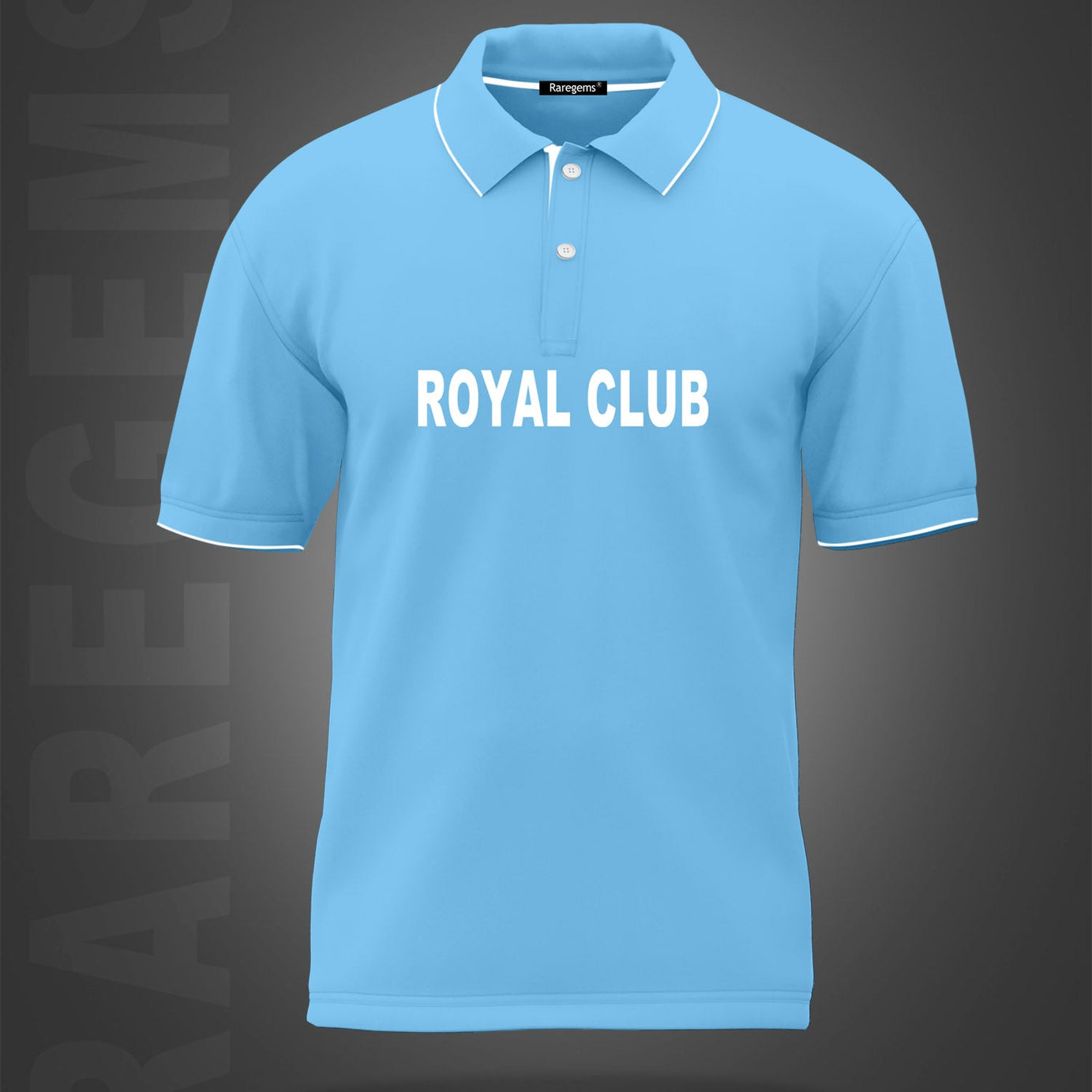 Sky Blue Royal Club Teddy With Horse Printed Polo T-Shirt