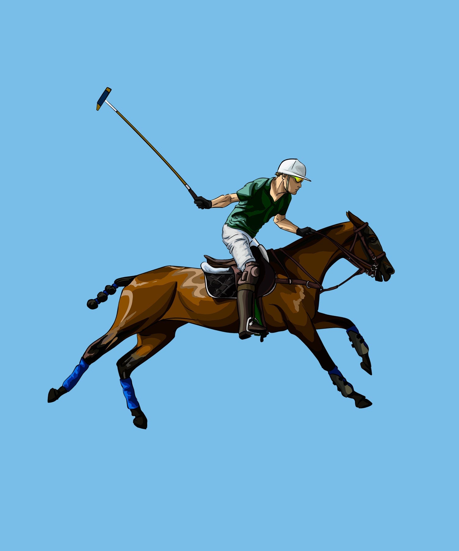 Sky Blue Polo Player Printed Polo T-Shirt
