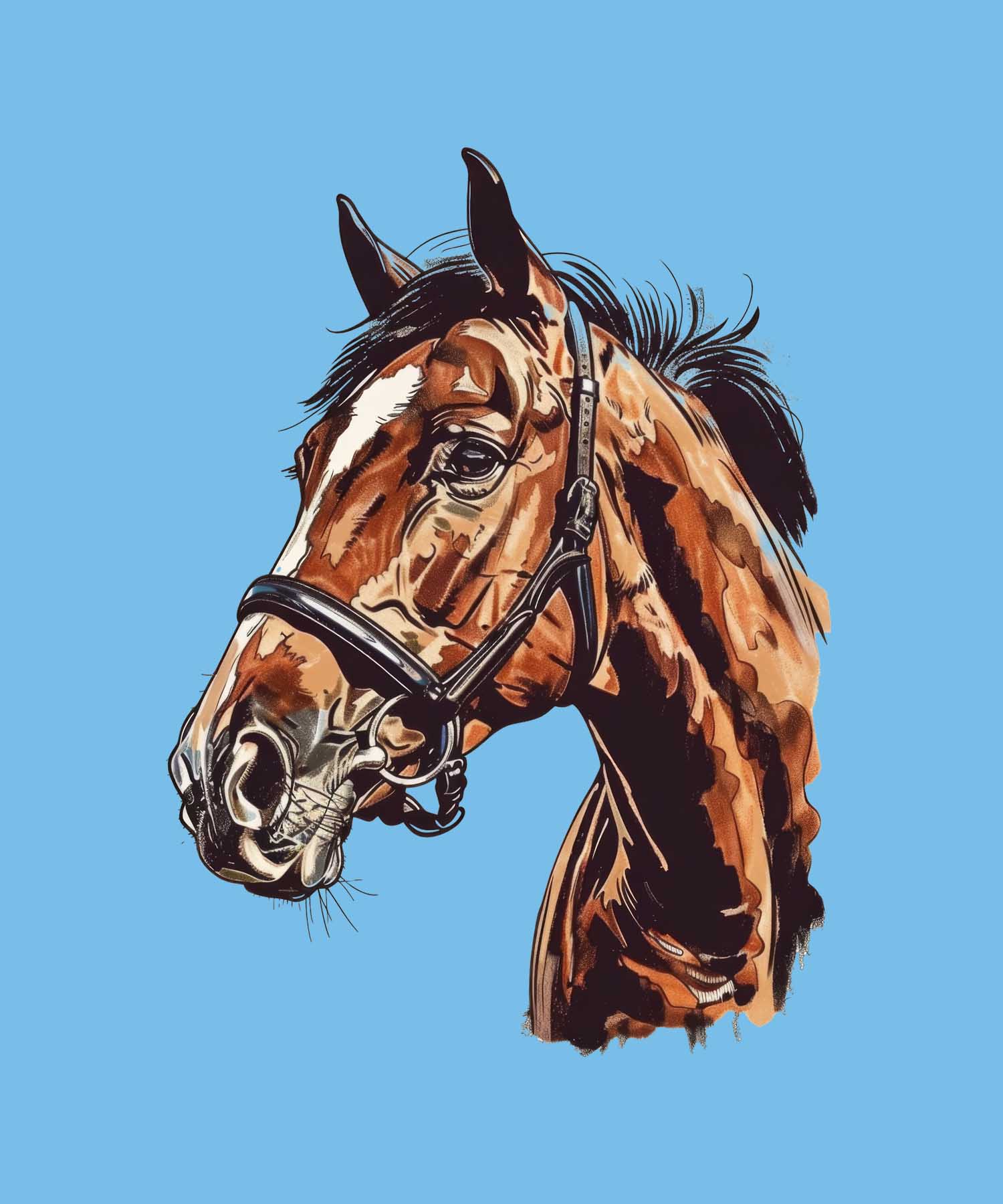 Sky Blue Horse Printed Polo T-Shirt