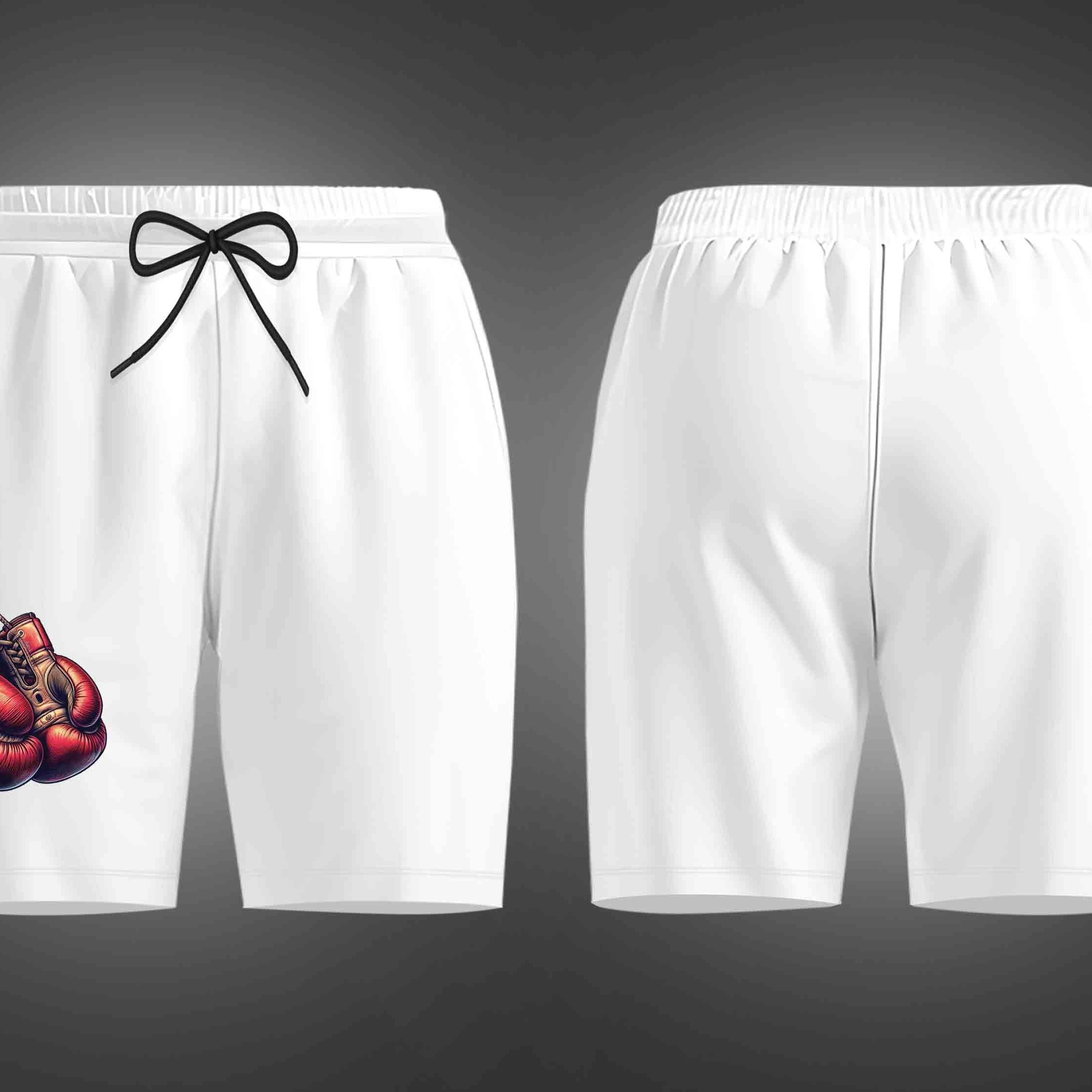 White Boxing Gloves Printed Shorts