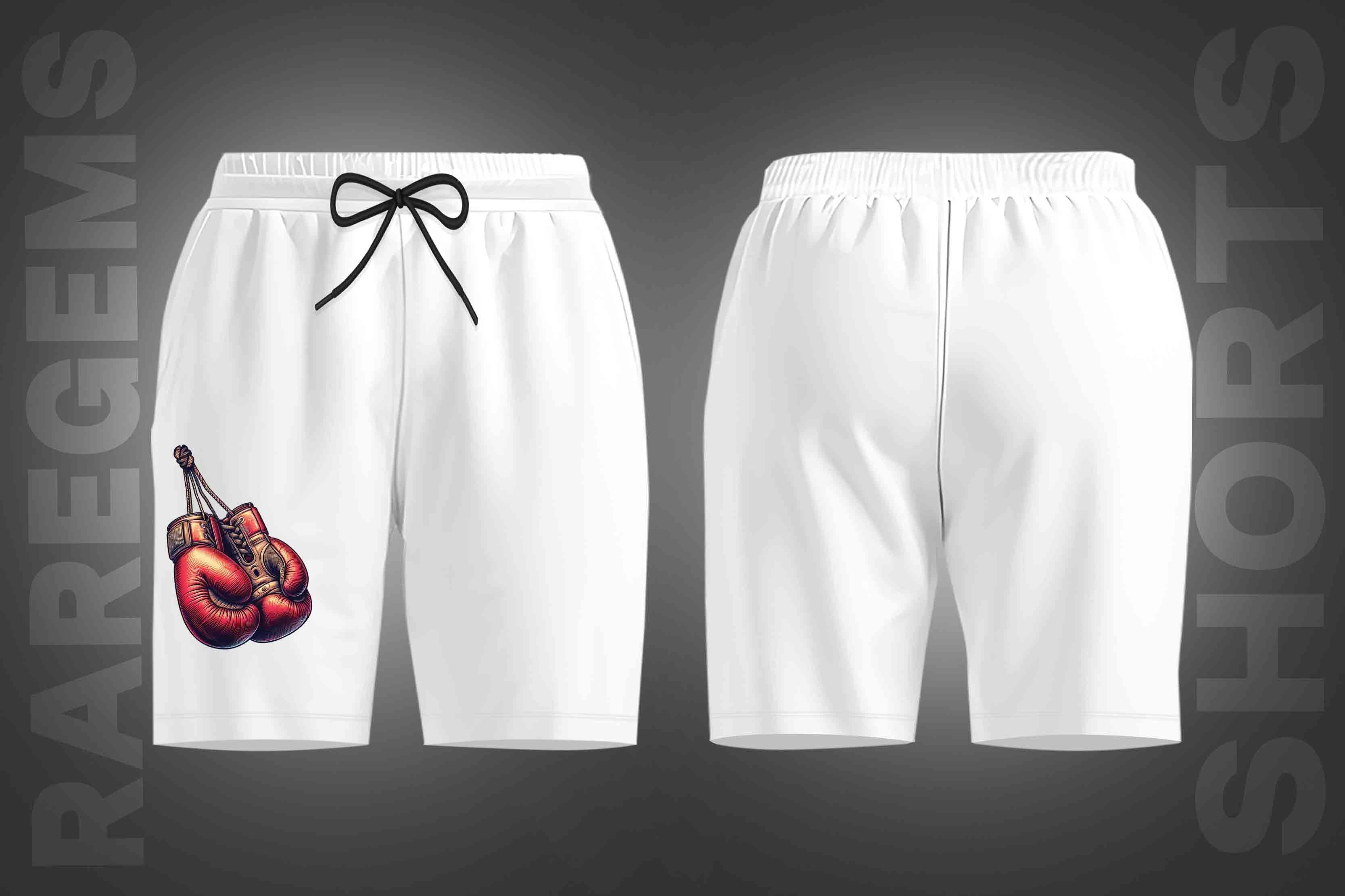 White Boxing Gloves Printed Shorts
