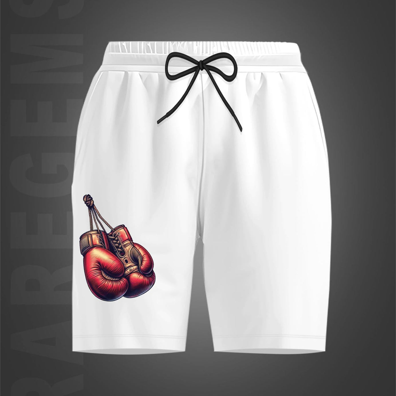 White Boxing Gloves Printed Shorts