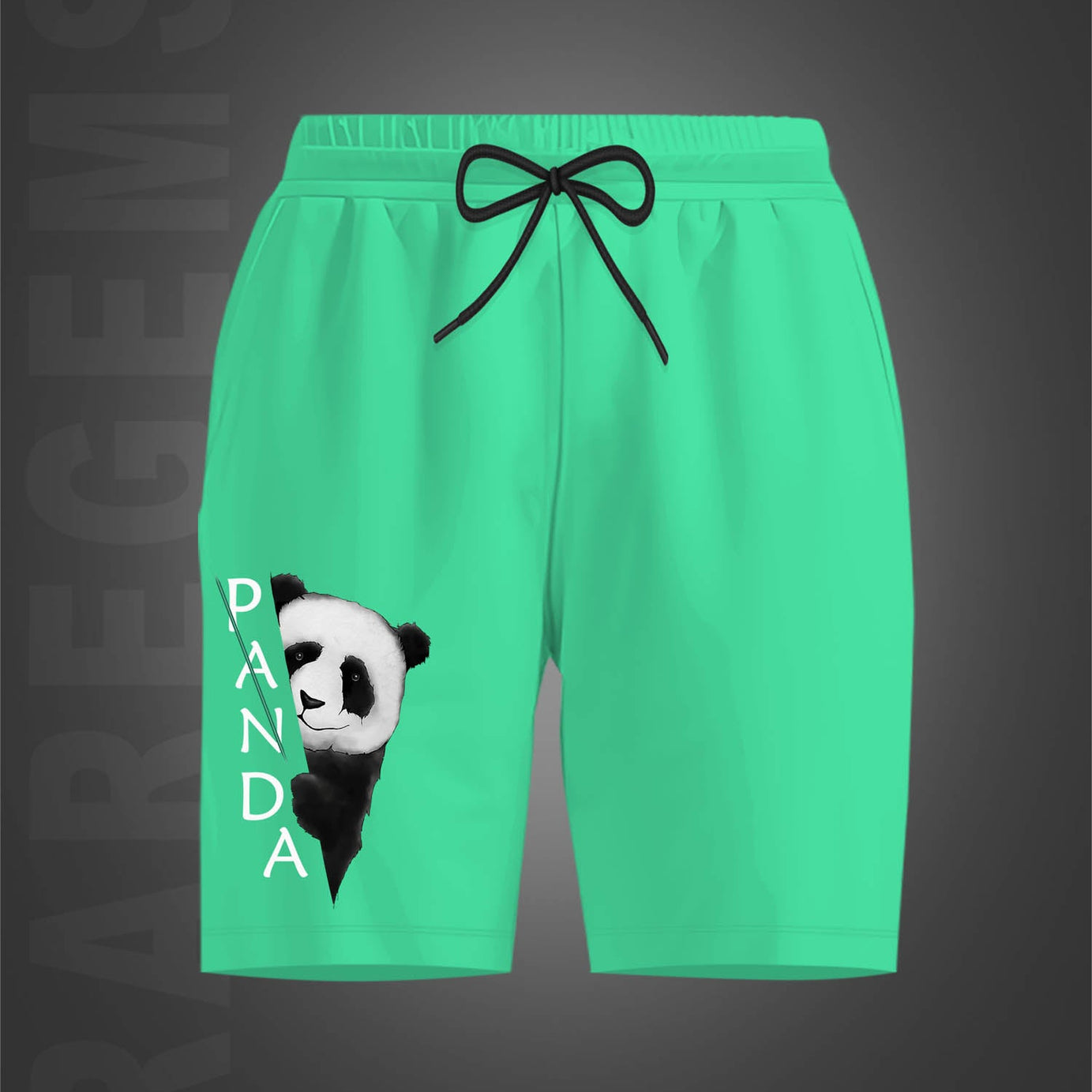 Mint Green Cute Hiding Panda Printed Shorts