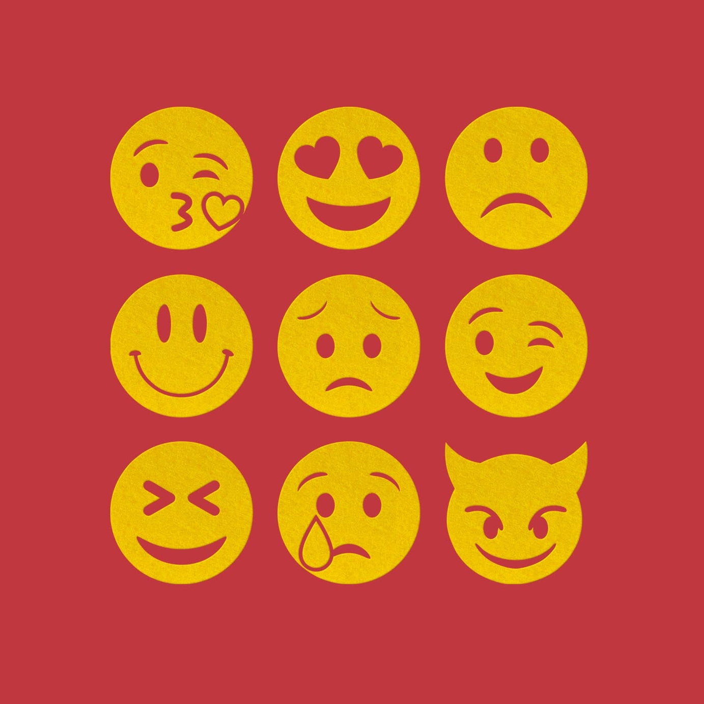 Imperial Red Half Sleeves Emojis Printed Oversized T-Shirt