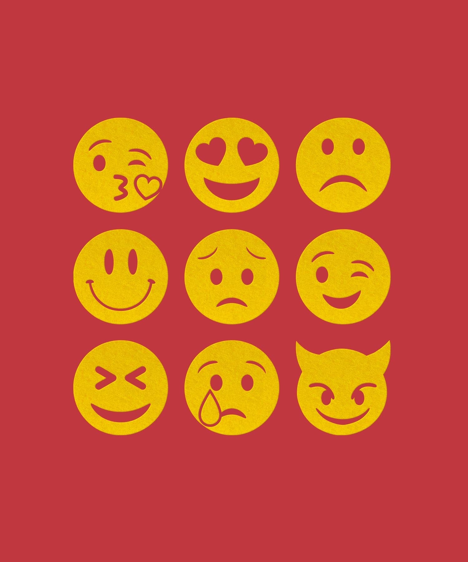 Imperial Red Half Sleeves Emojis Printed Oversized T-Shirt