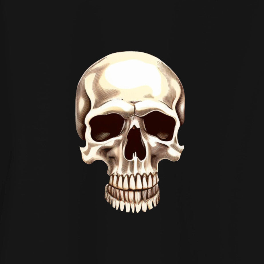 Black Half Sleeve Mushroom Skull Printed Oversized T-Shirt