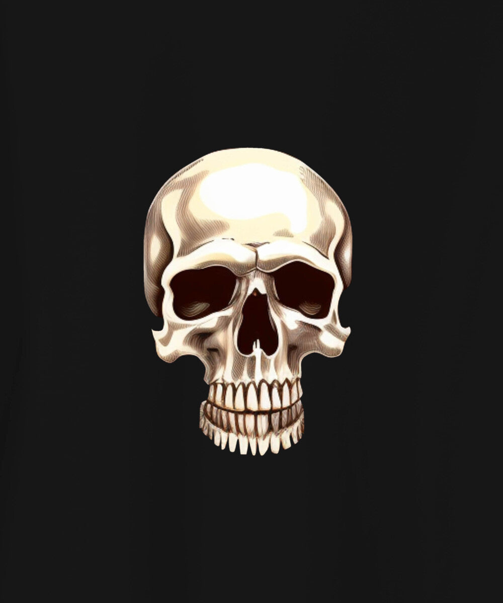 Black Half Sleeve Mushroom Skull Printed Oversized T-Shirt