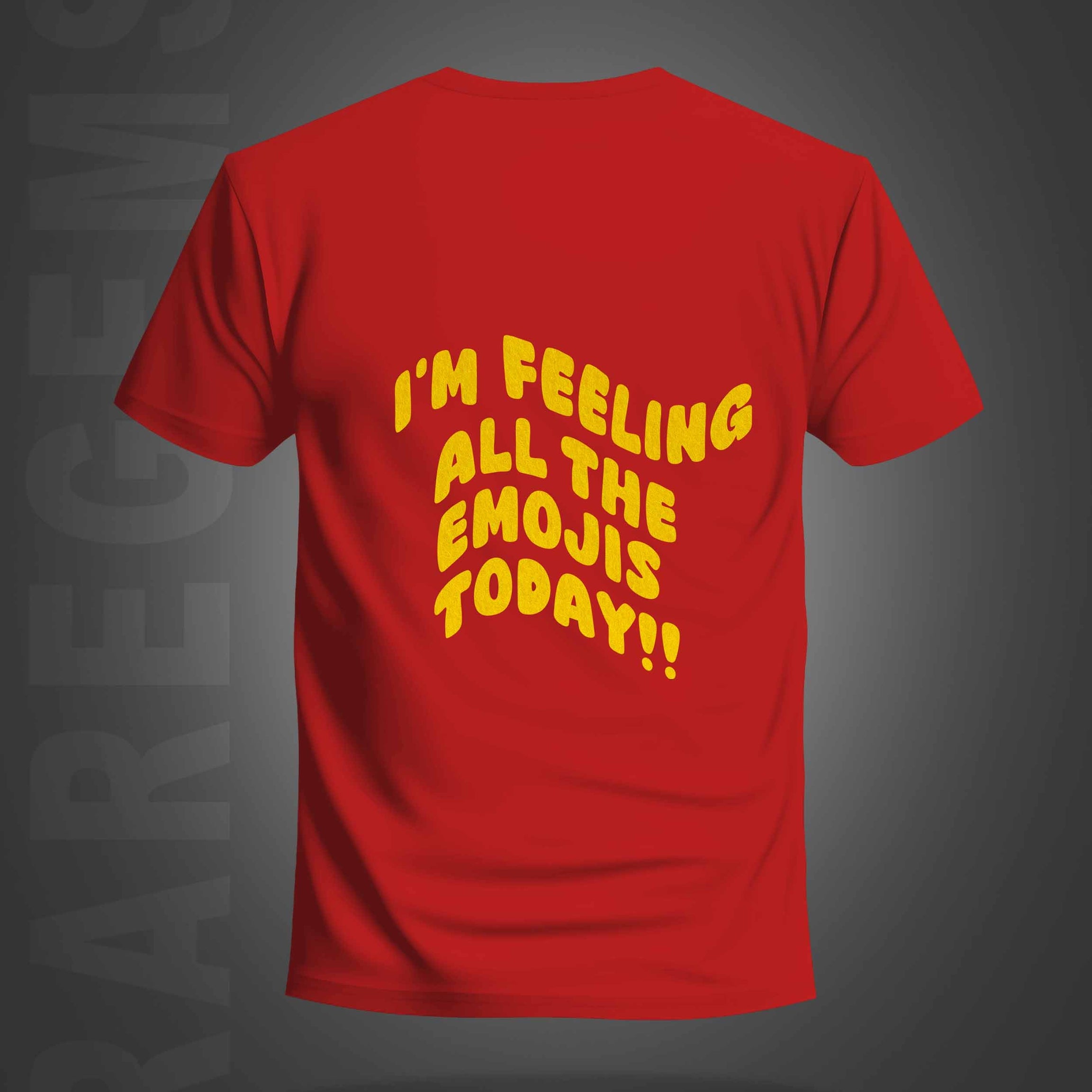 Red Round Neck Half Sleeve Emojis Printed Regular T-Shirt