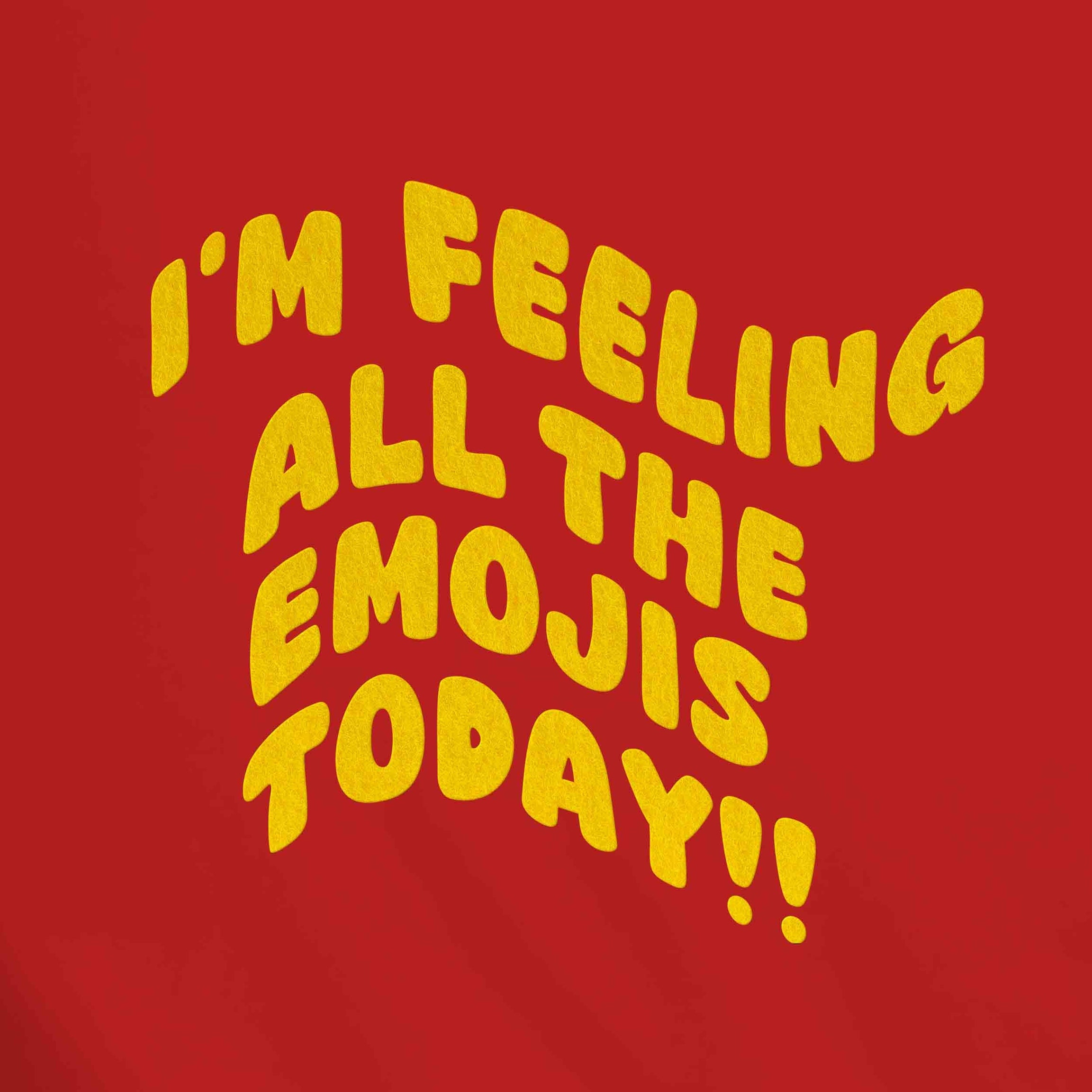 Red Round Neck Half Sleeve Emojis Printed Regular T-Shirt