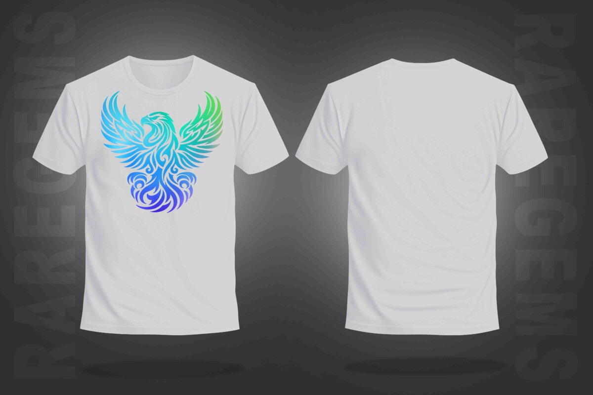 White Half Sleeve Round Neck Rainbow Foil Phoenix Printed Regular T-Shirt